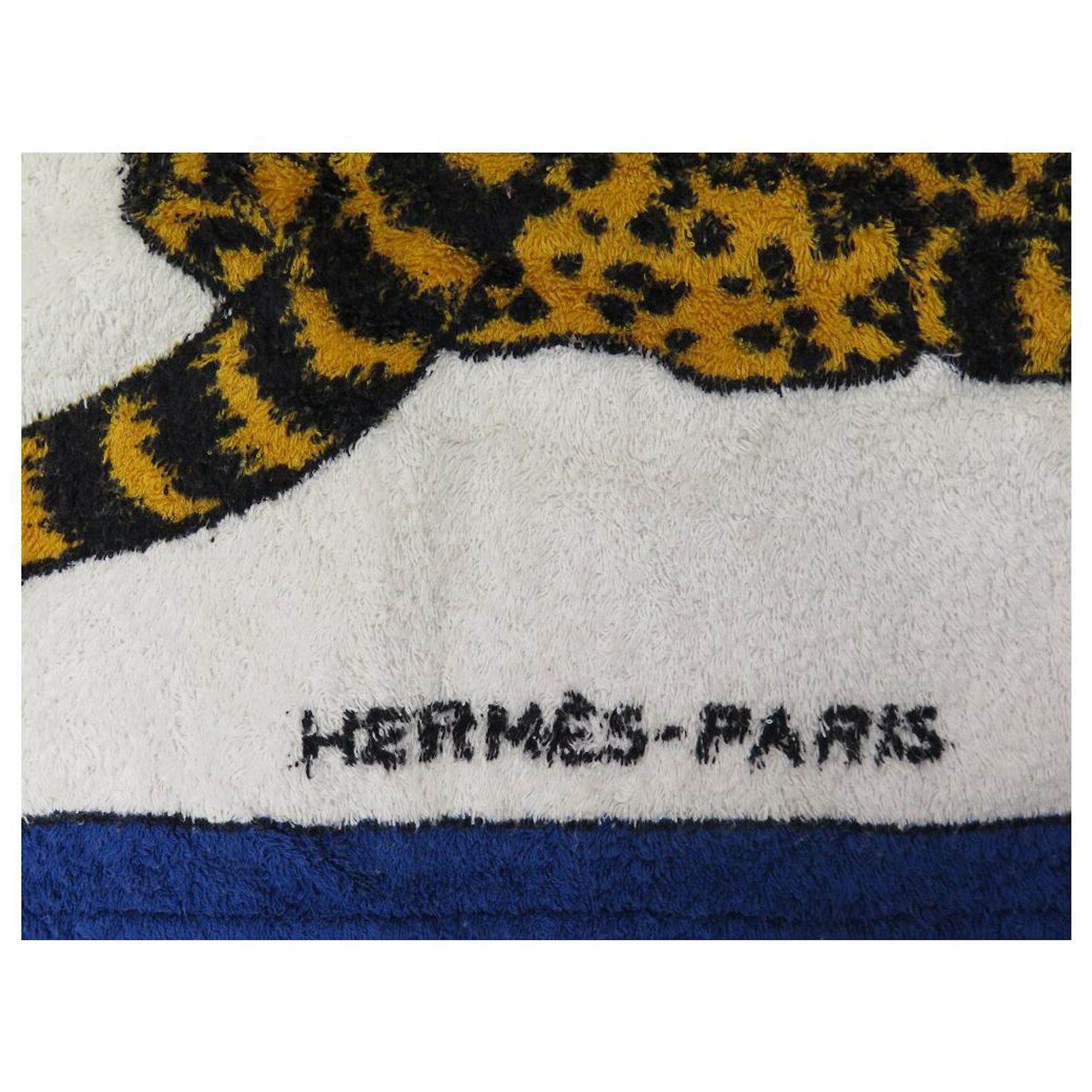 Serviette De Plage HERMÈS Coton Authentique - 30x30 Cm - Jaune - Occasion