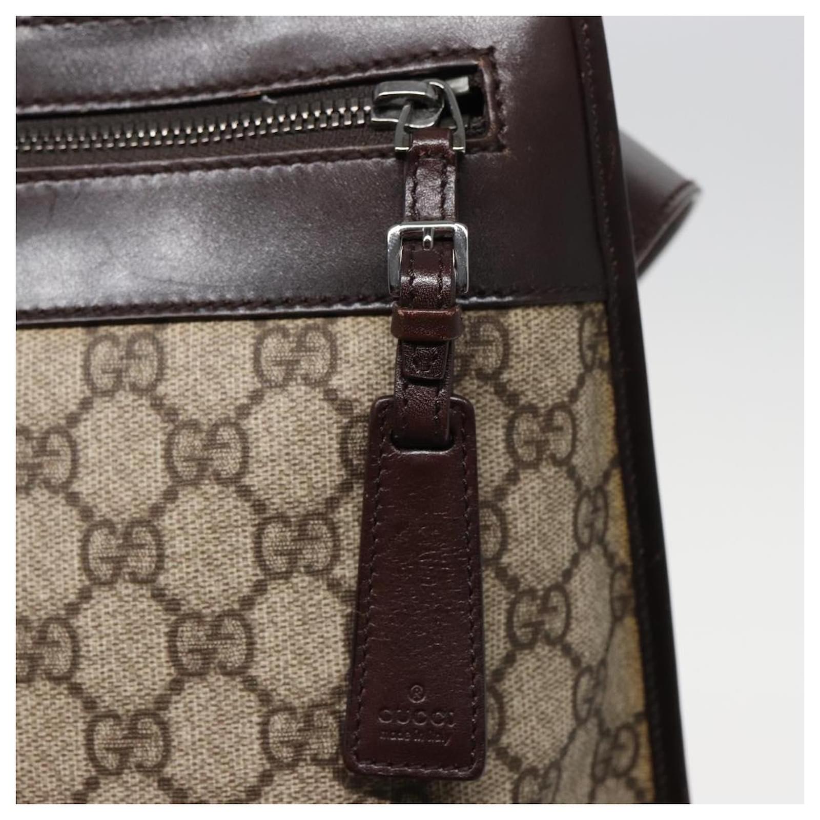 GUCCI GG Supreme Shoulder Bag PVC Leather Beige 92560 Auth GUCCI GG Supreme Shoulder Bag PVC Leather Beige 92560 Auth