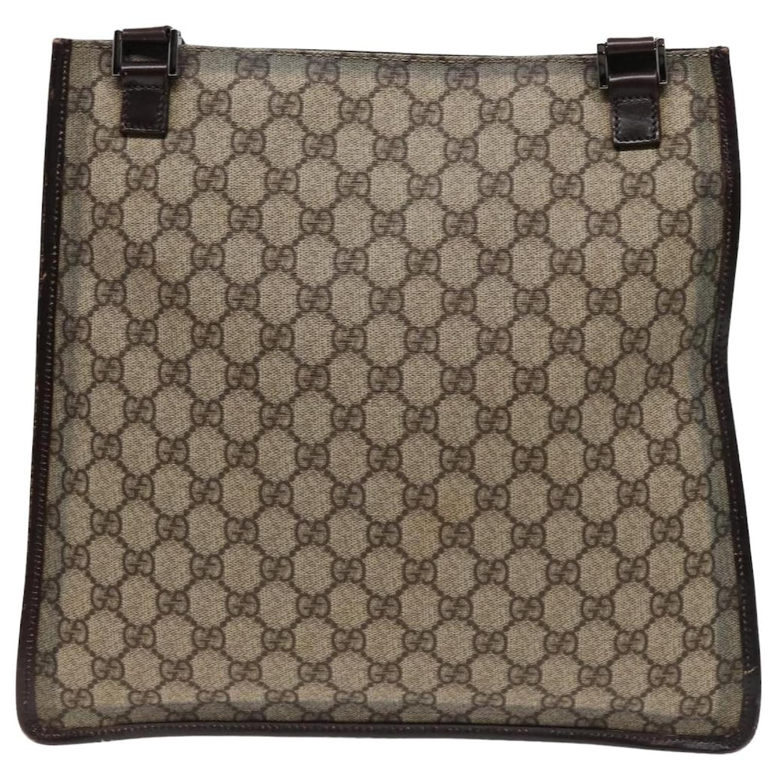 GUCCI GG Supreme Shoulder Bag PVC Leather Beige 92560 Auth