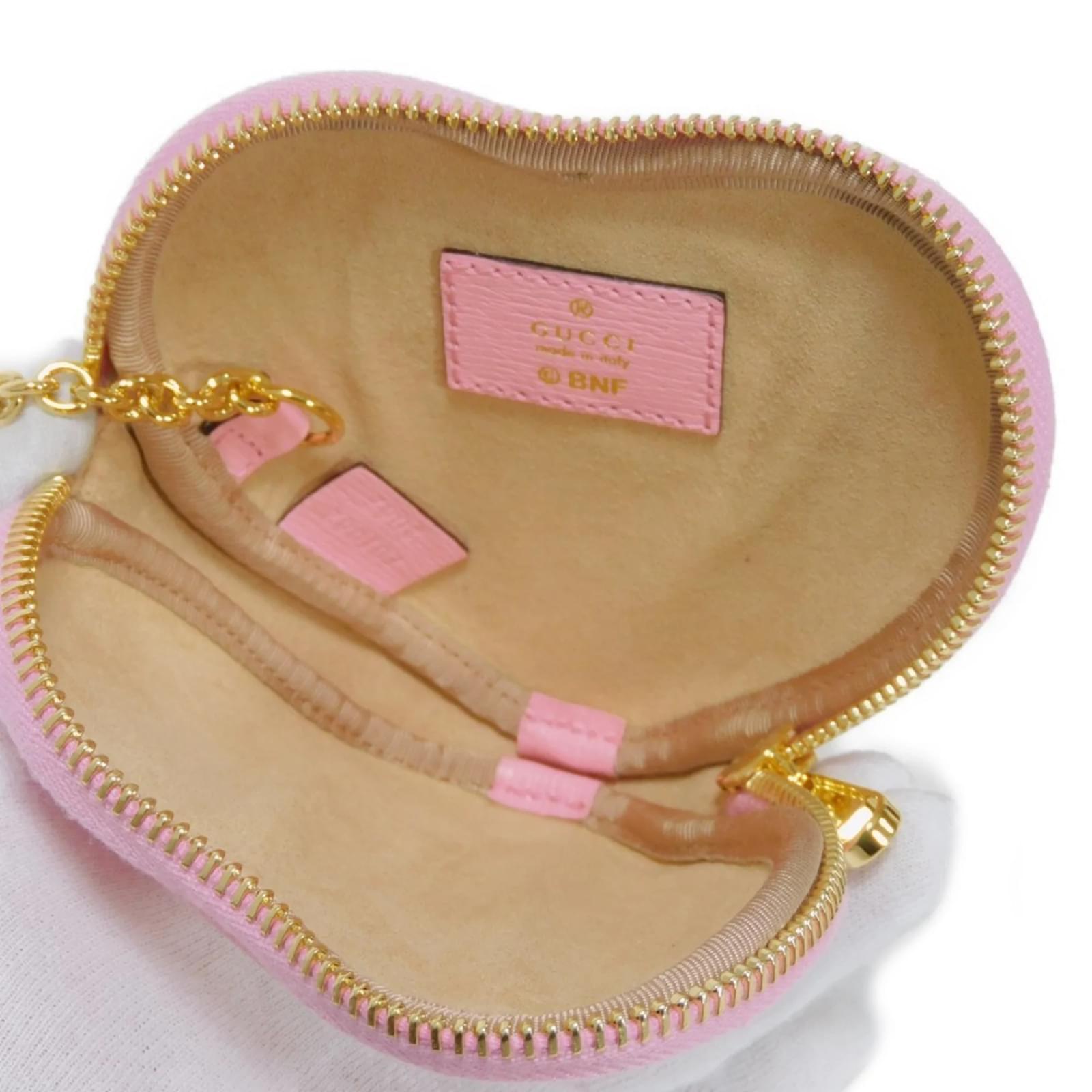 Gucci Heart Shape Coin Case Pink Golden Joli Closet