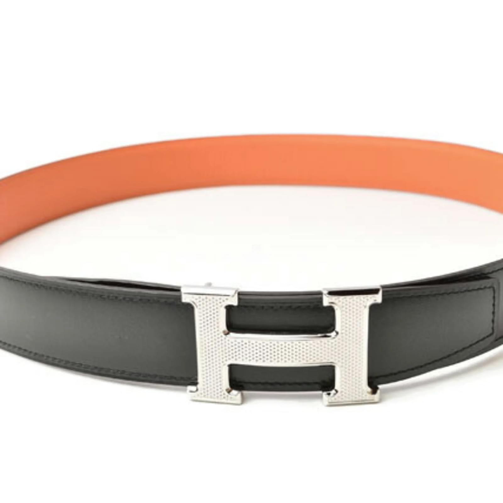 Hermès Hermes Constance Leather Belt Black Orange ref