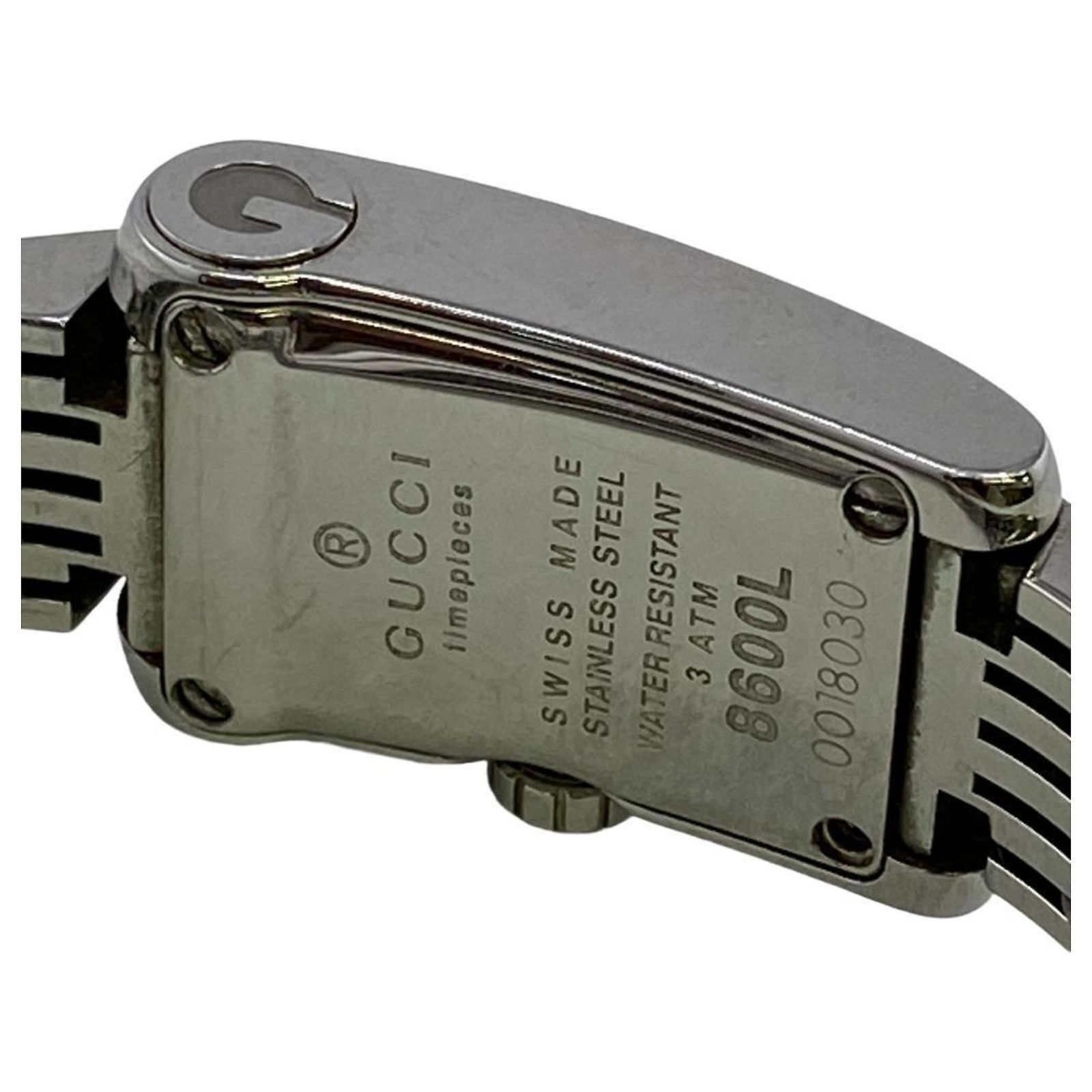 Gucci 8600L G Metro Quartz Side Diamond Watch Silvery ref 