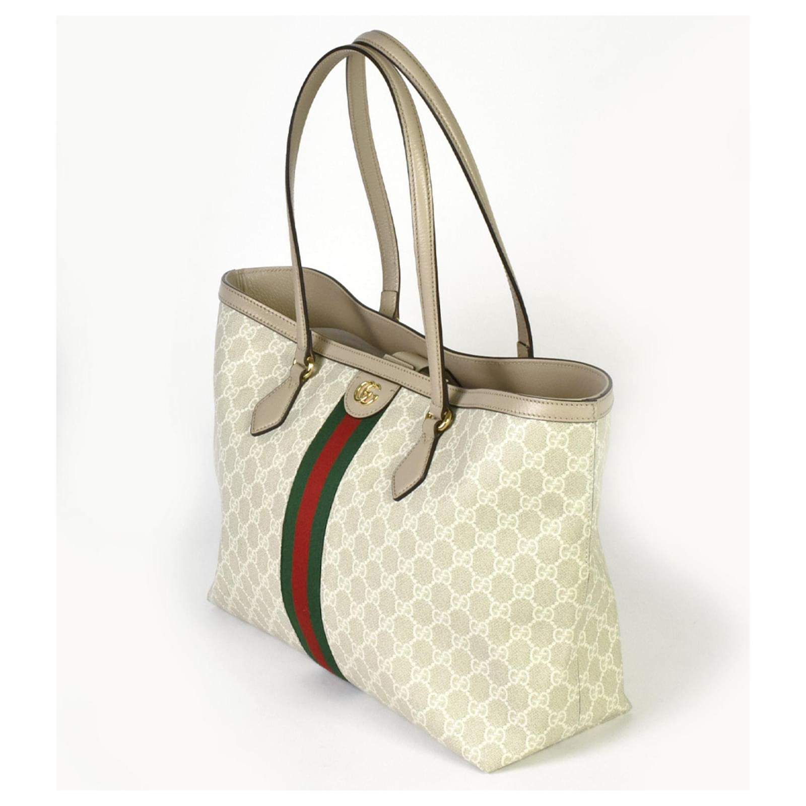 Gucci Ophidia Medium GG Tote Bag White Beige Cloth ref