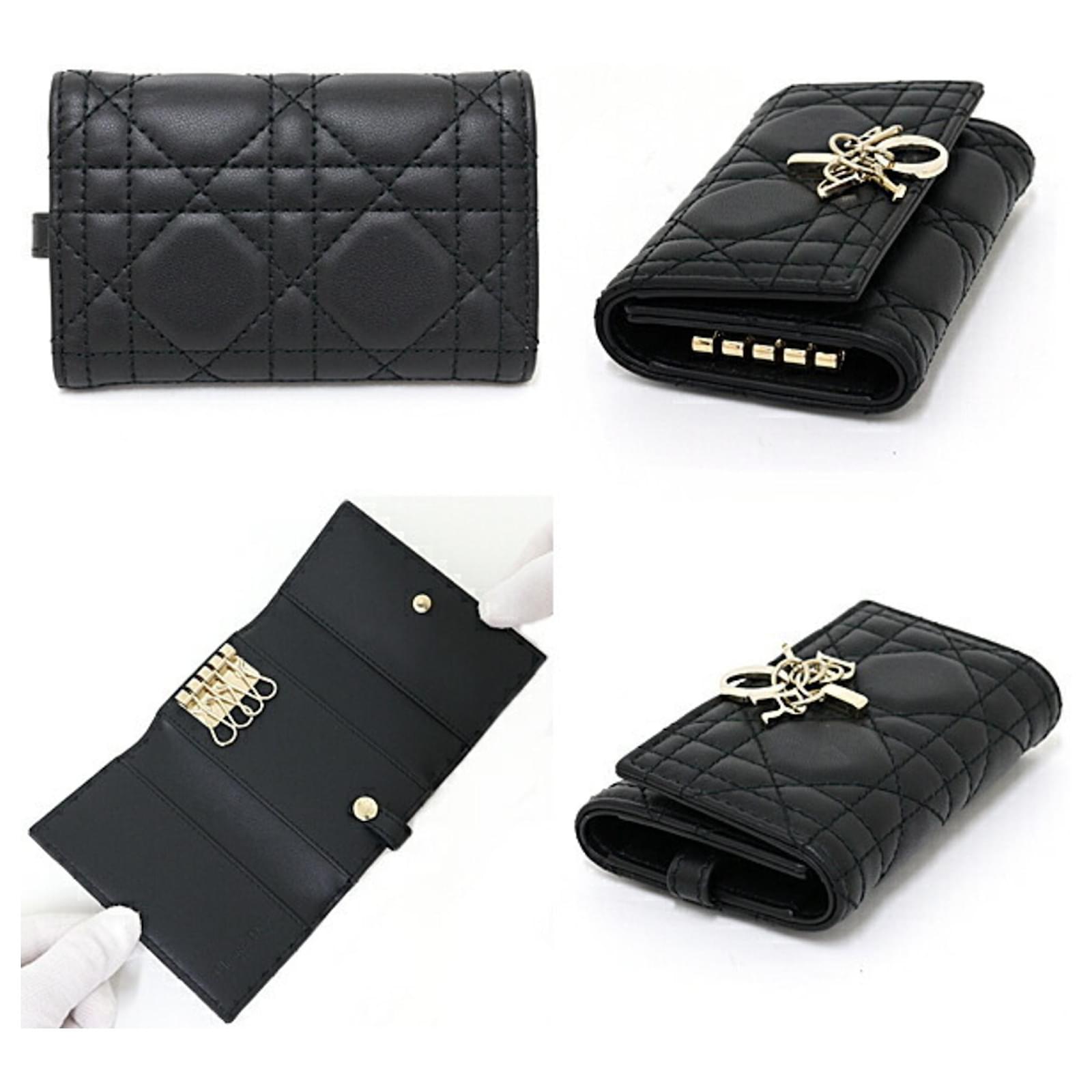 Christian Dior My Aster Key Case Black Leather ref.1504382