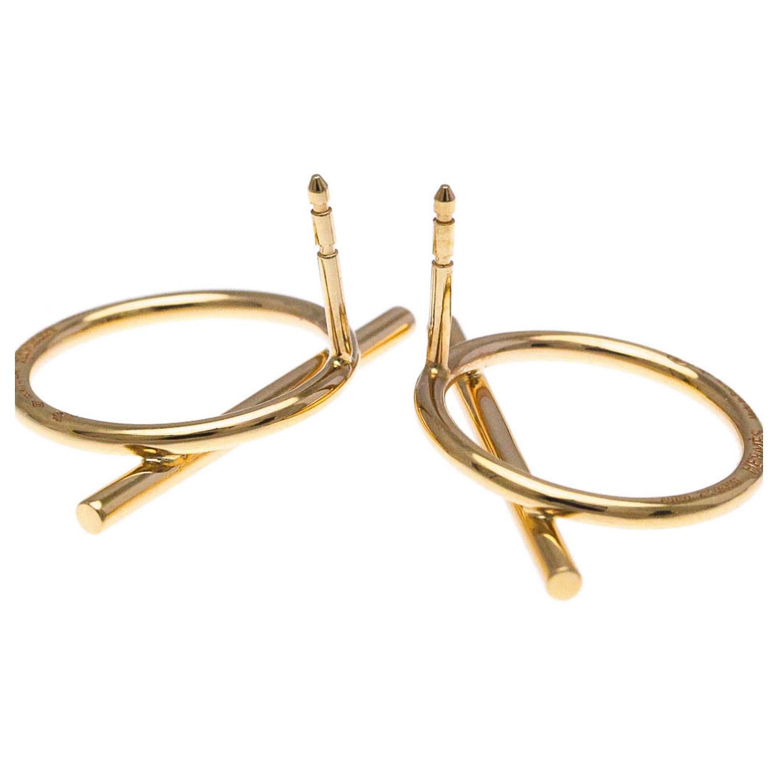 Boucles D'oreilles HERMÈS Olympe - Veau Epsom Marine, Finition Or, Neuves Avec étiquettes