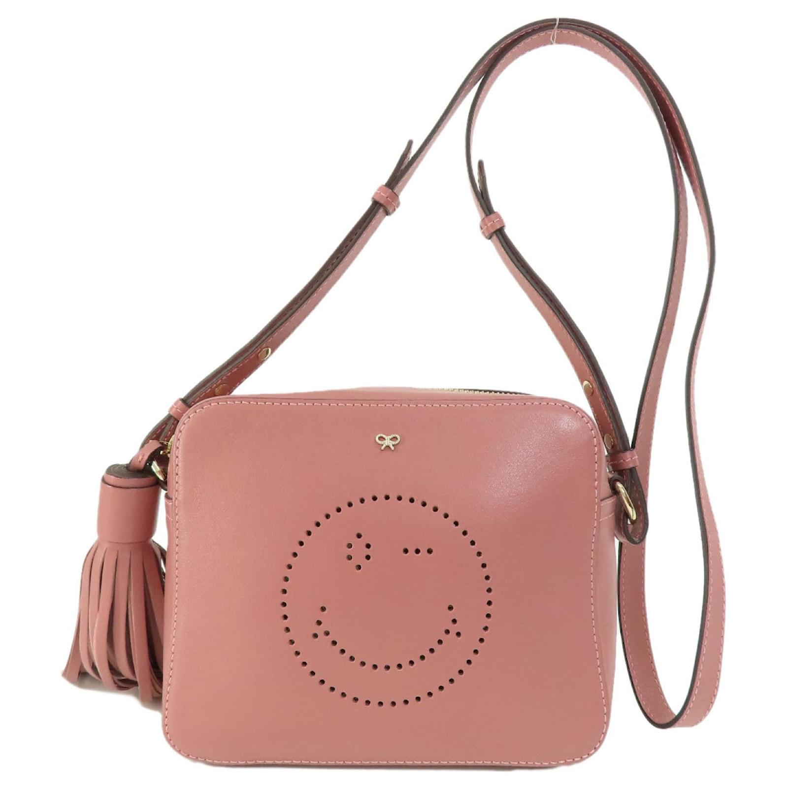 ANYA HINDMARCH ピンク ショルダーバッグ Anya Hindmarch Smiley Shoulder Bag Pink Leather ref.1504777 - Joli
