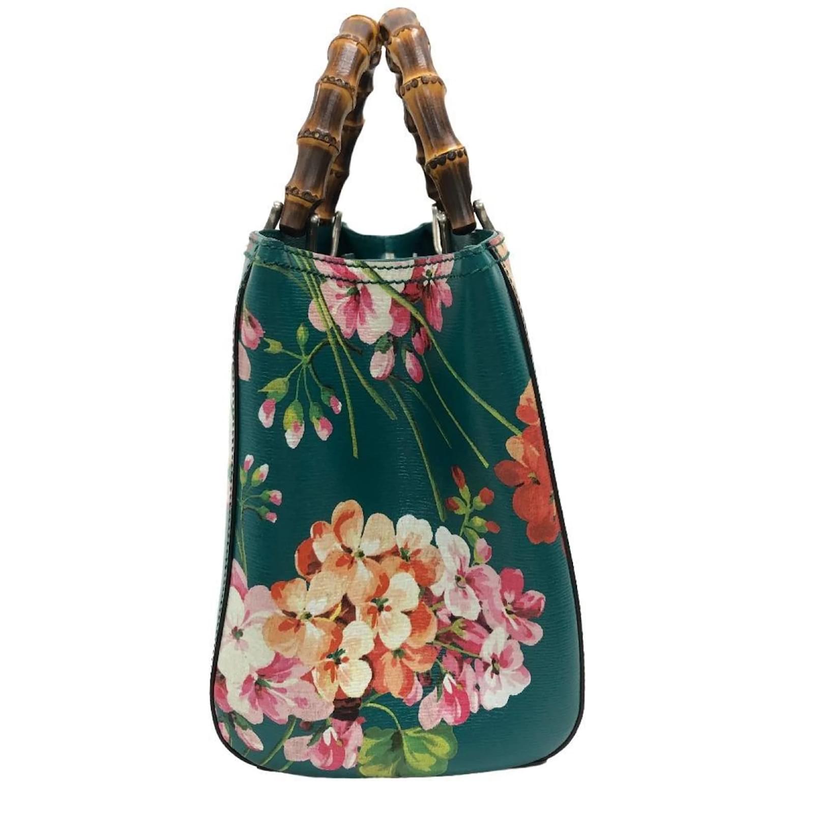 Gucci Bamboo Flower GG Blooms Handbag Green Leather ref