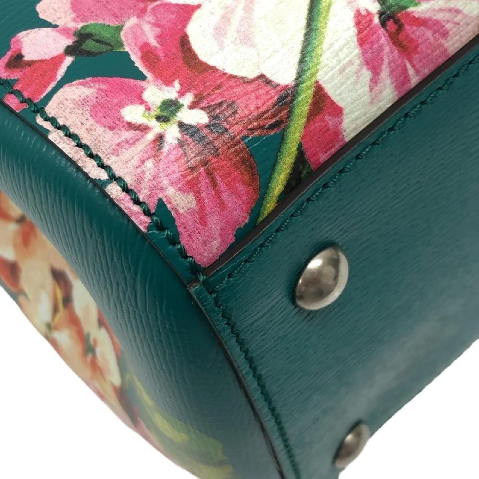 Gucci Bamboo Flower GG Blooms Handbag Green Leather ref