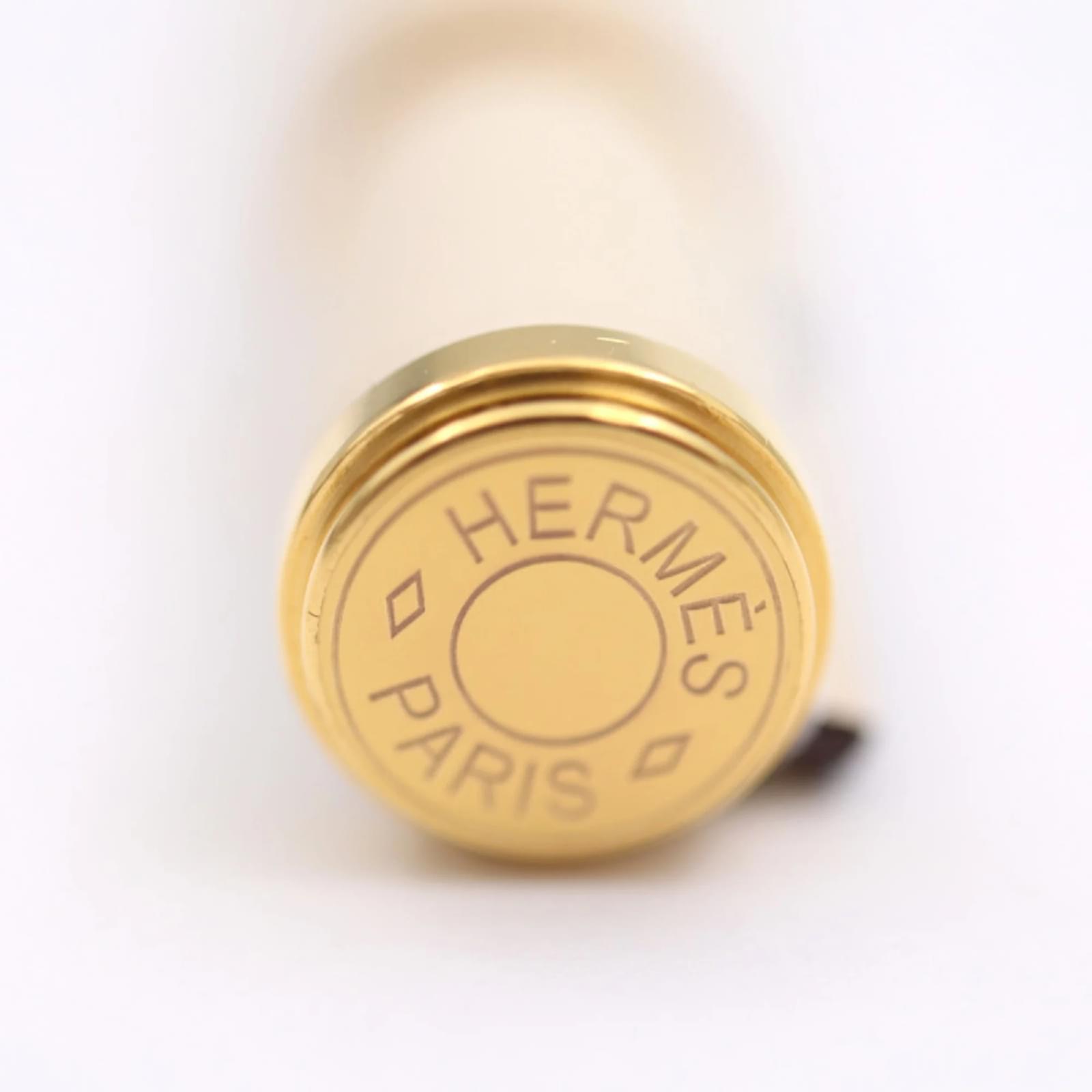 Hermès HERMES Charnière GM Necklace White Golden Leather
