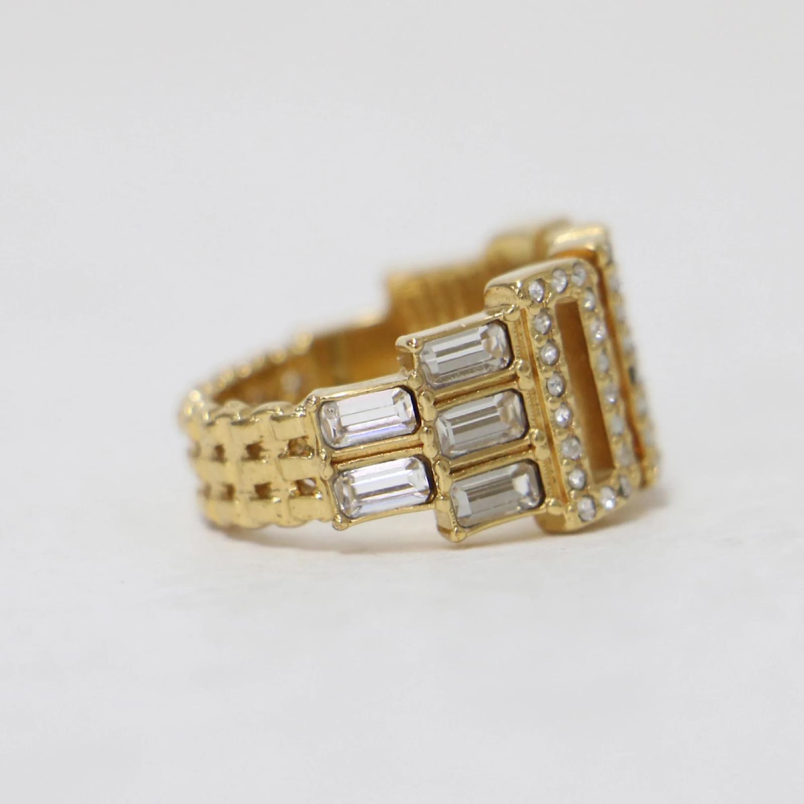 Christian Dior Gold Band Ring with Rhinestone Golden ref
