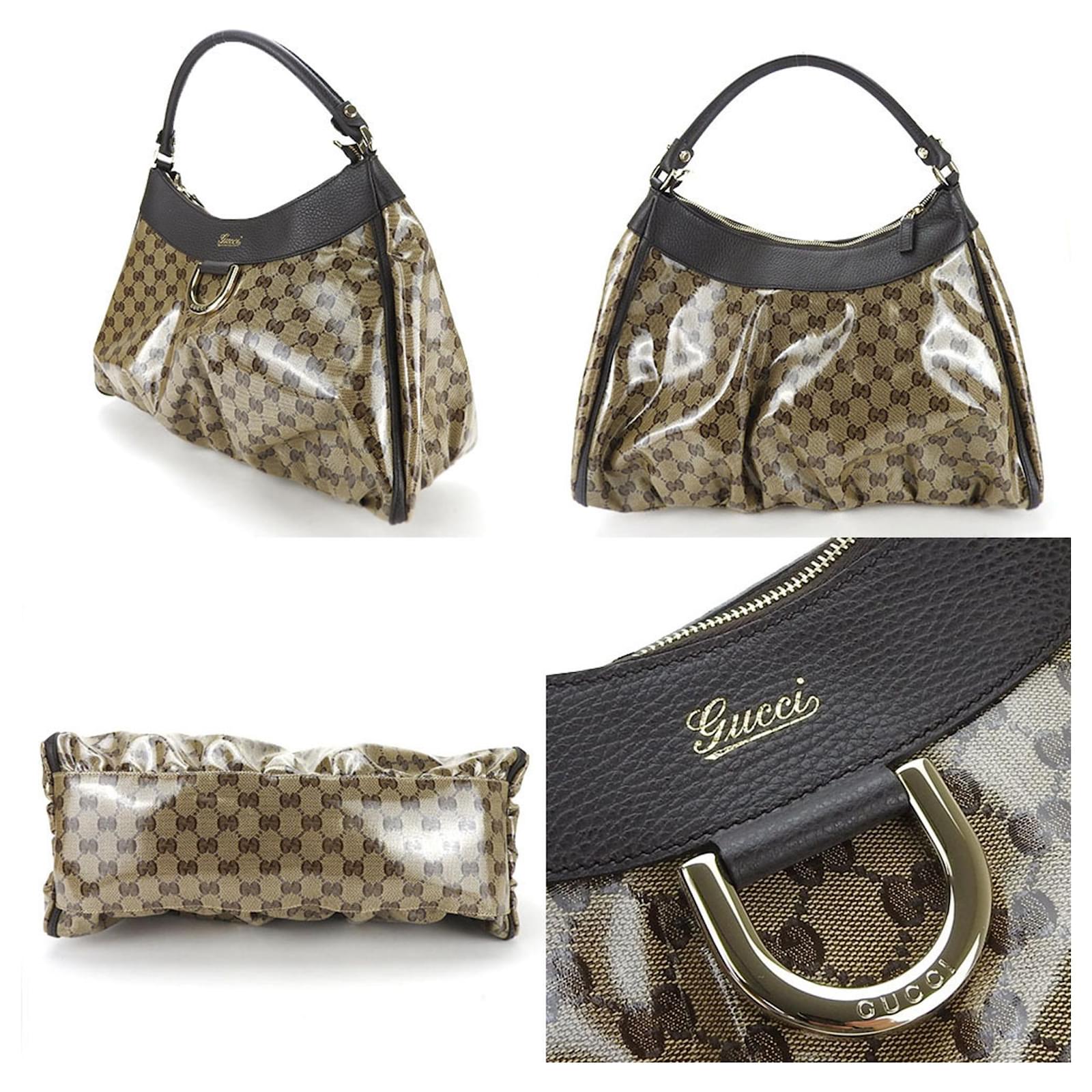 Gucci One Shoulder Bag 327786 Beige Dark brown Leather