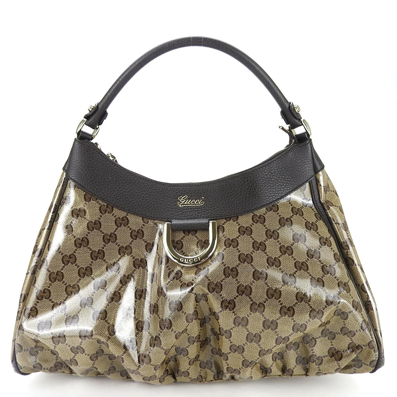 バッグ OLD GUCCI GG LEATHER ONE SHOULDER BAG Gucci One Shoulder Bag 327786 Beige Dark brown Leather