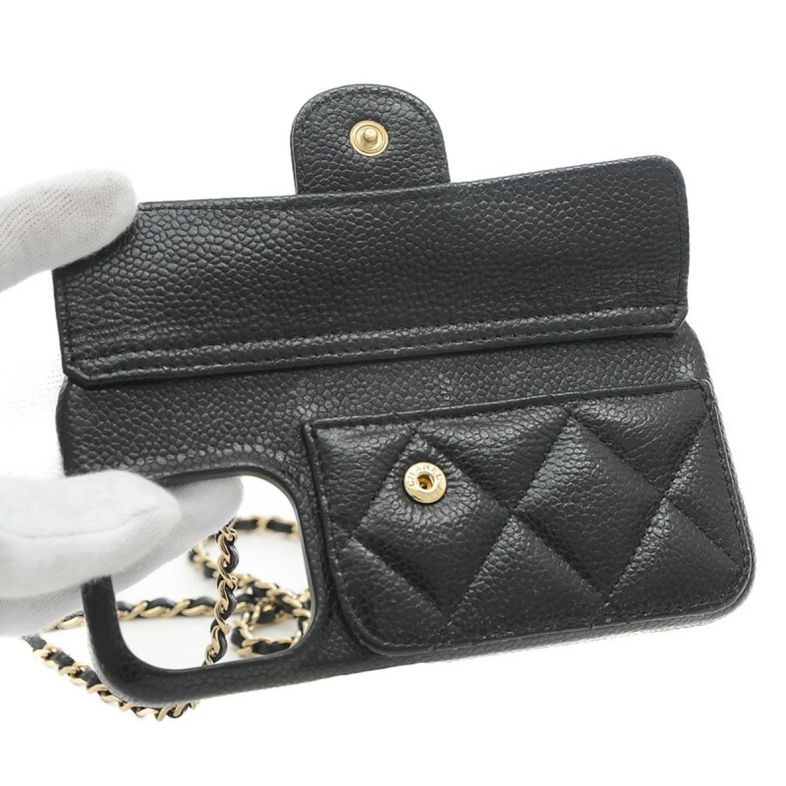 Chanel Matelasse iPhone Case for iPhone 13 Pro Black Leather ref