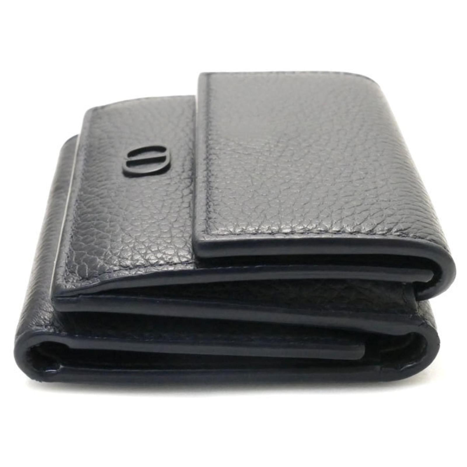 Christian Dior CD Icon Trifold Wallet Navy blue Leather ref