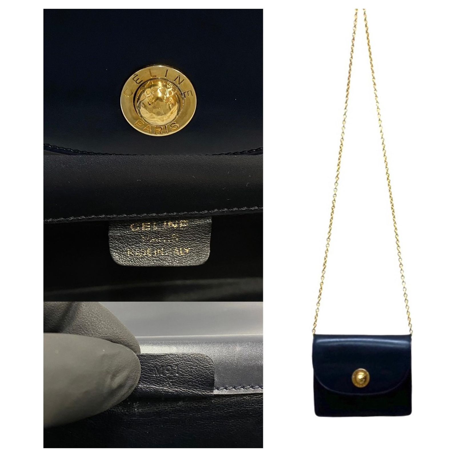 Celine Vintage Logo Star Ball Hardware Calf Leather Mini CELINE Vintage Star Ball Logo Metal Fittings Calf Leather  main image 2