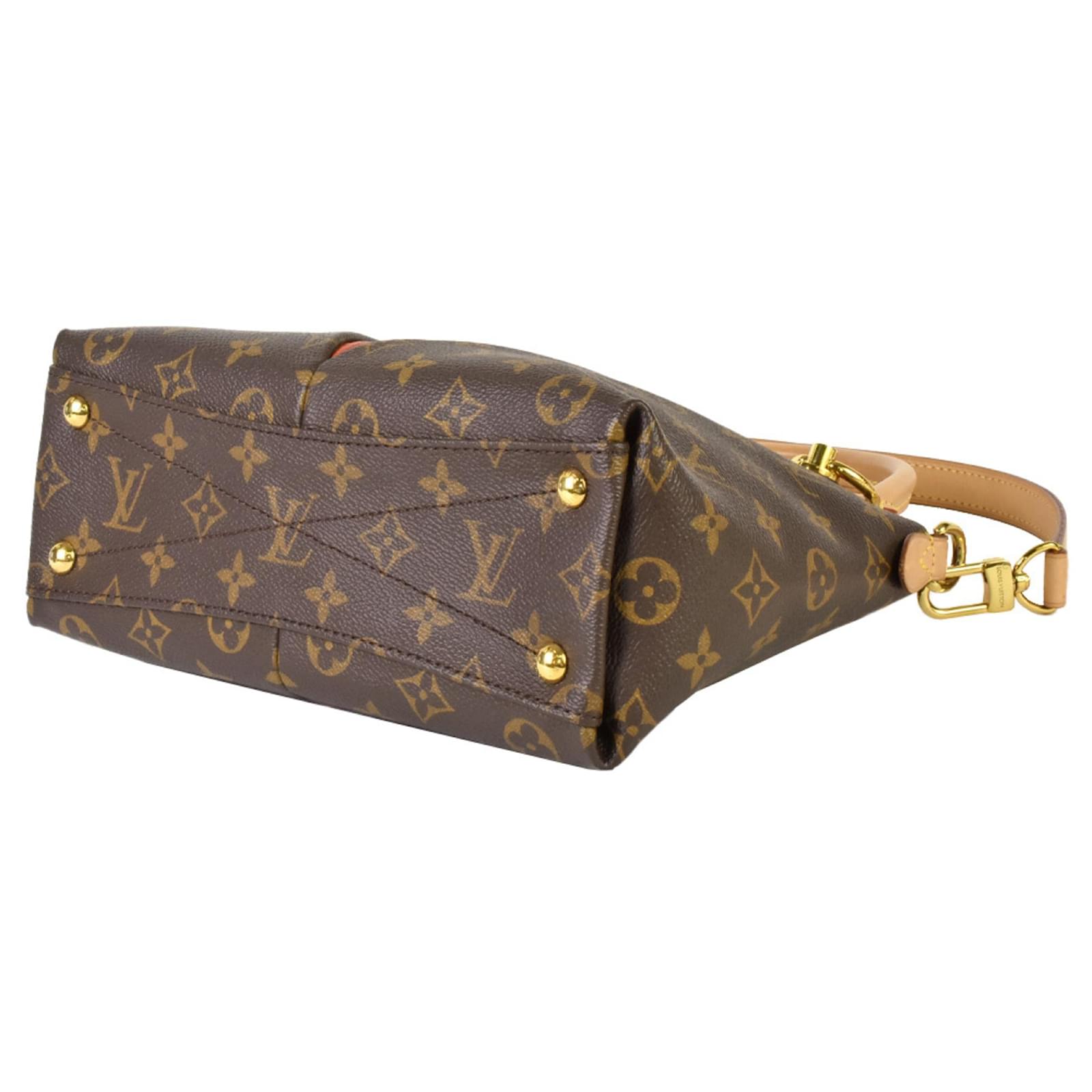 Louis Vuitton Three Monogram V Tote Handbag Brown Red Leather ref