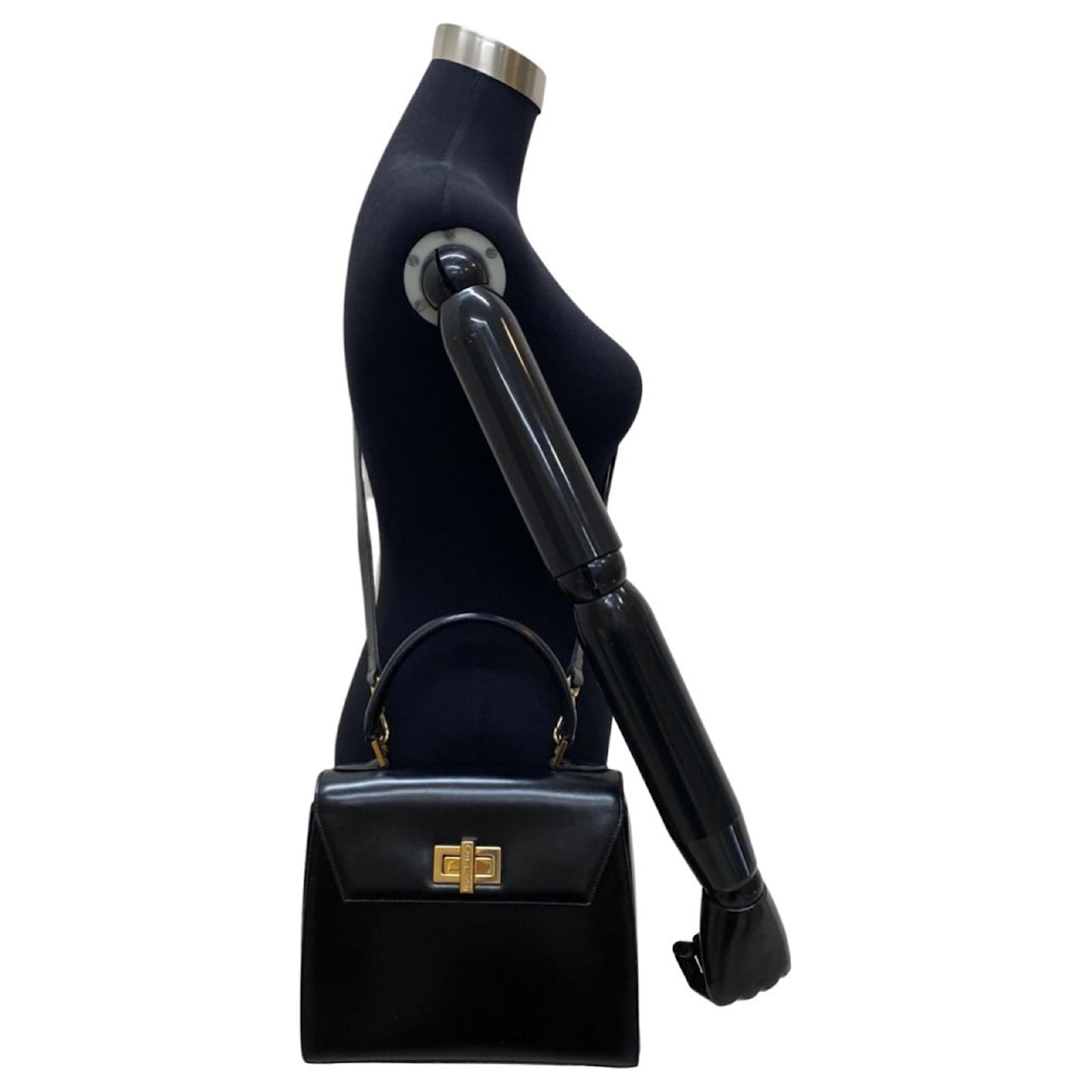 Céline Celine Vintage Logo Turnlock Hardware Handbag Black