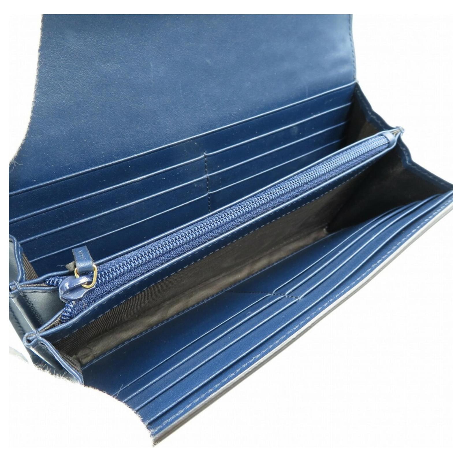 Gucci Guccisima Leather Navy Bifold Long Wallet Navy blue ref