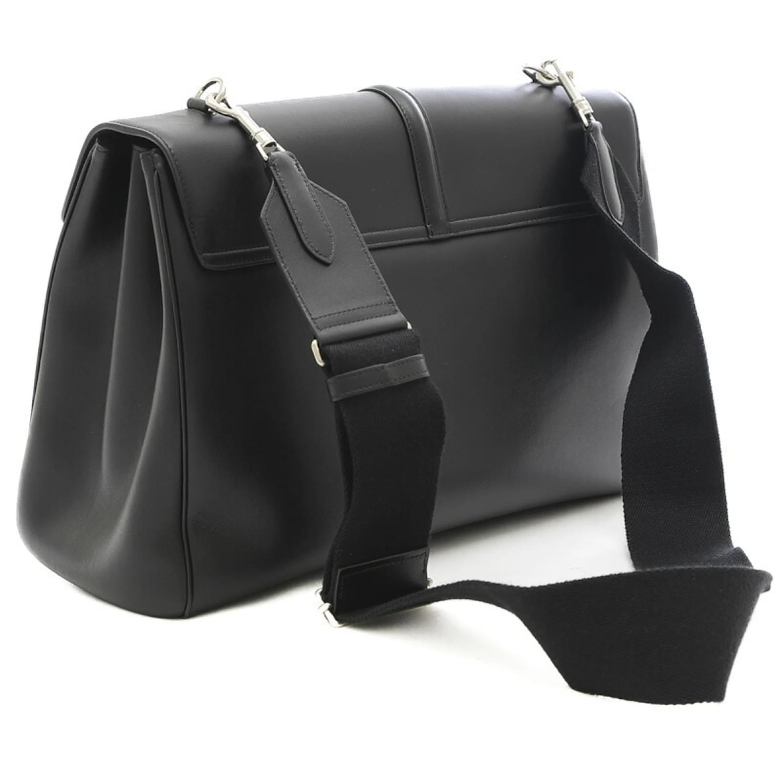 Céline Celine 16 Saise Large Souple 24H Shoulder Bag Black Leather