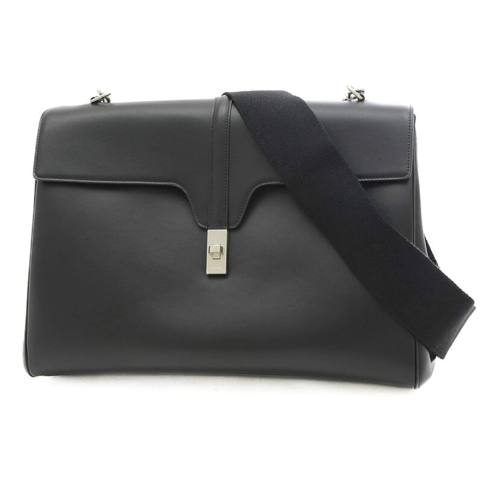 Céline Celine 16 Saise Large Souple 24H Shoulder Bag Black Leather