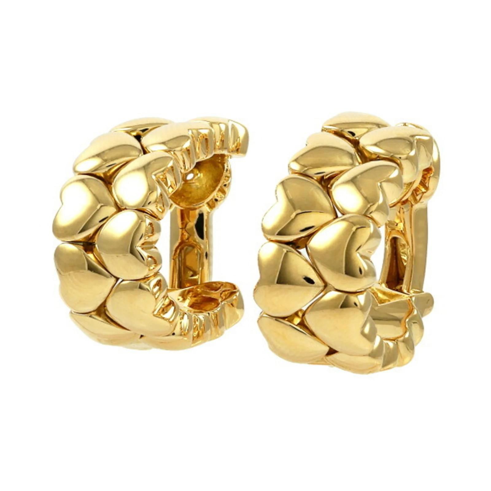 Cartier Double Heart K18YG Yellow Gold Earrings Golden ref.1514723 