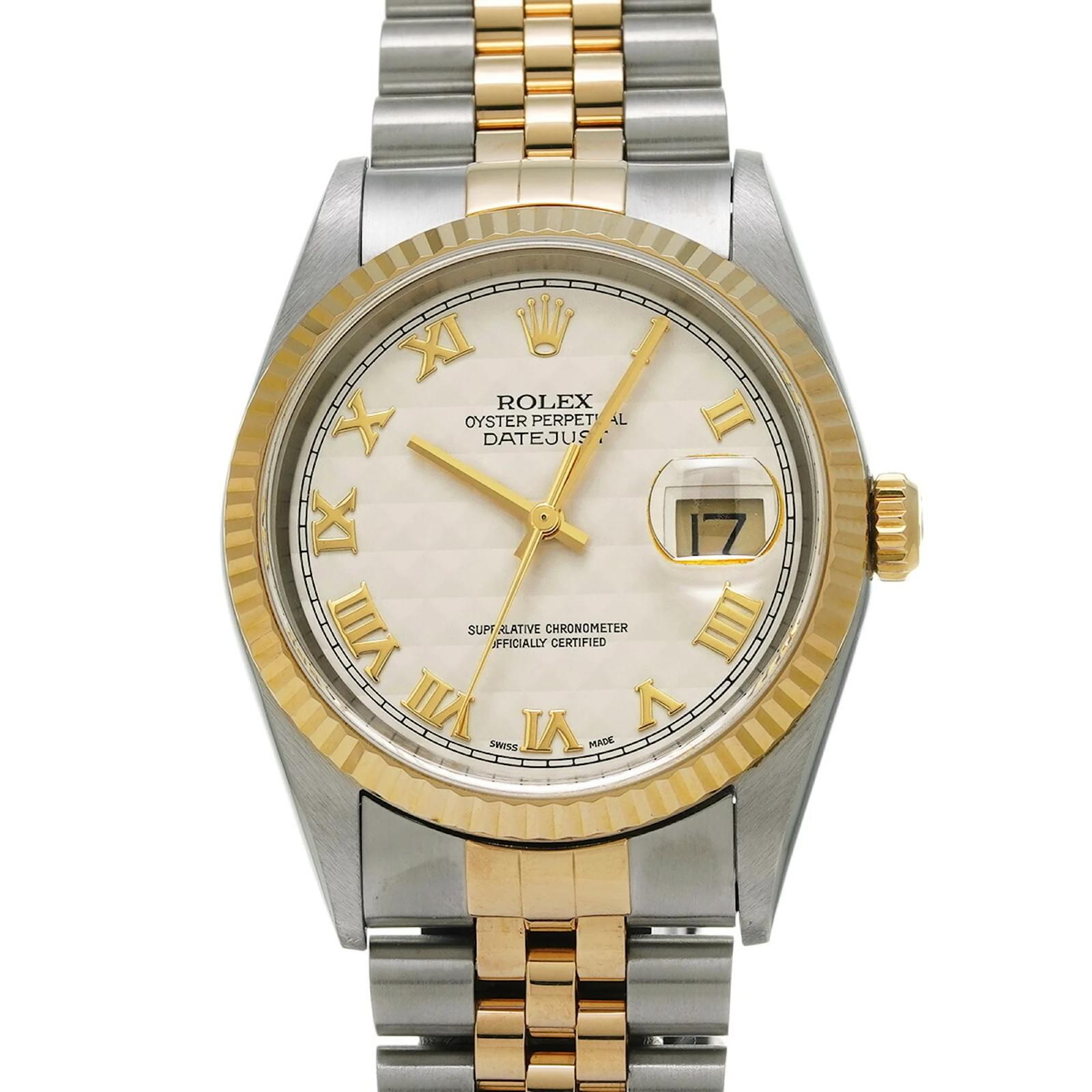 Relógio Rolex Oyster Perpetual Datejust 16233 Prata / Dourado & Branco