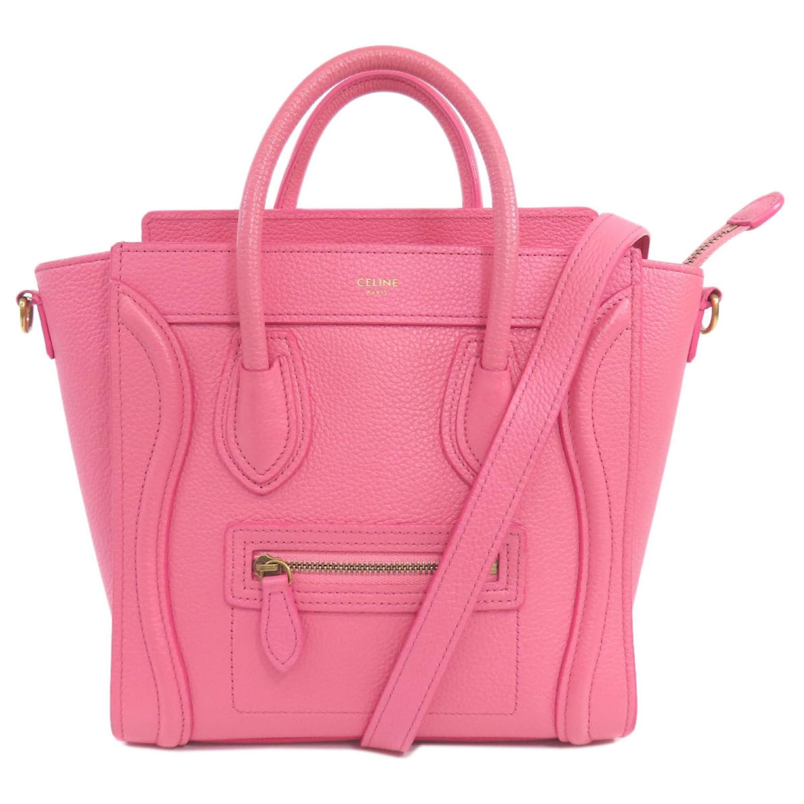 Celine Celine Luggage Nano Handbag in Calfskin Pink Leather ref.1519991 Joli Closet