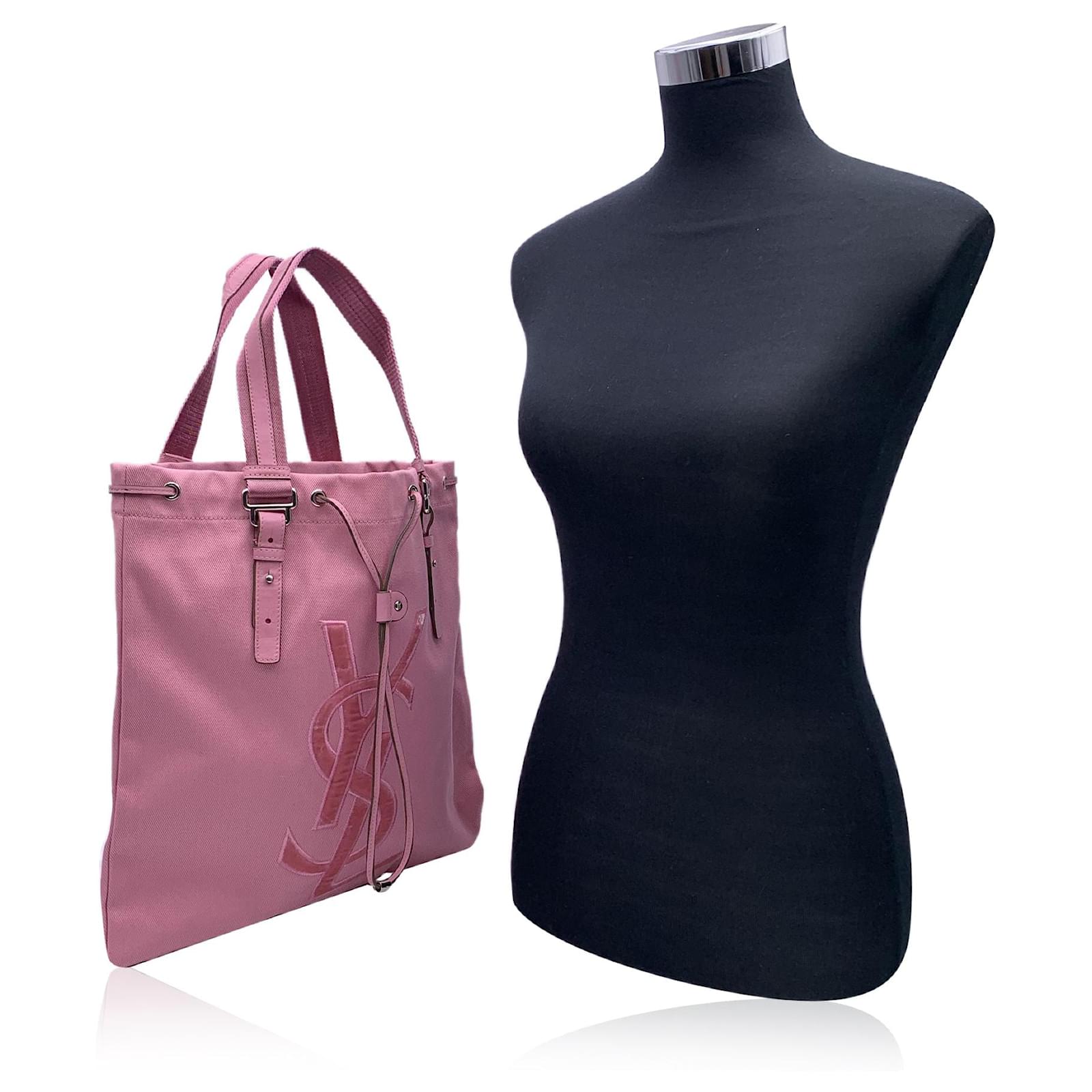 Yves Saint Laurent Pink Canvas Kahala Logo Tote Bag Shopping Bag