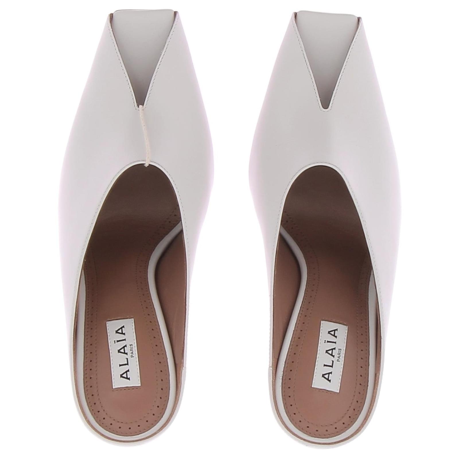 Alaïa ALAIA Sandals T.EU 38 Leather White ref.1521625 - Joli