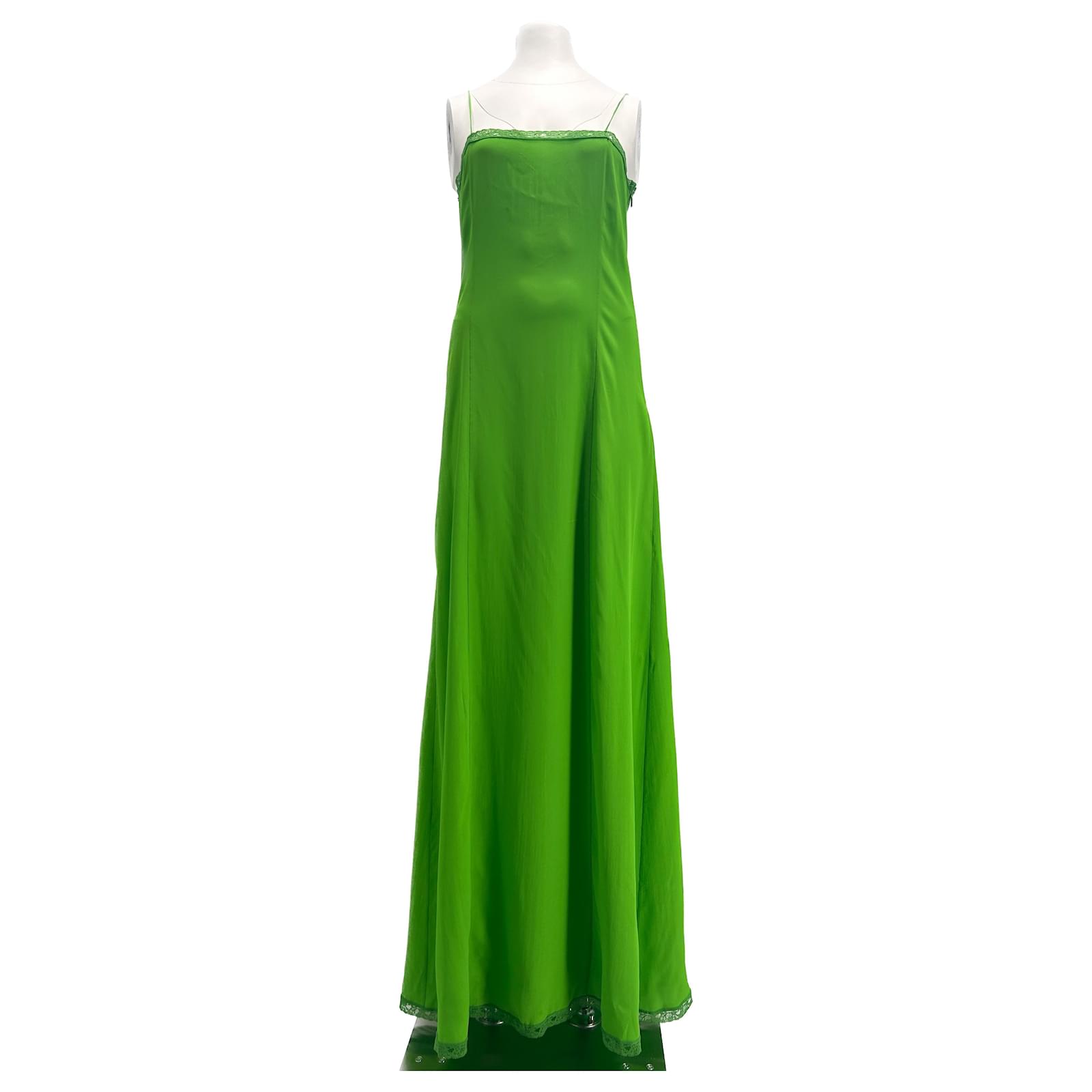 gucci green silk dress Gucci Floral Silk Ruffle Evening Dress main image 1