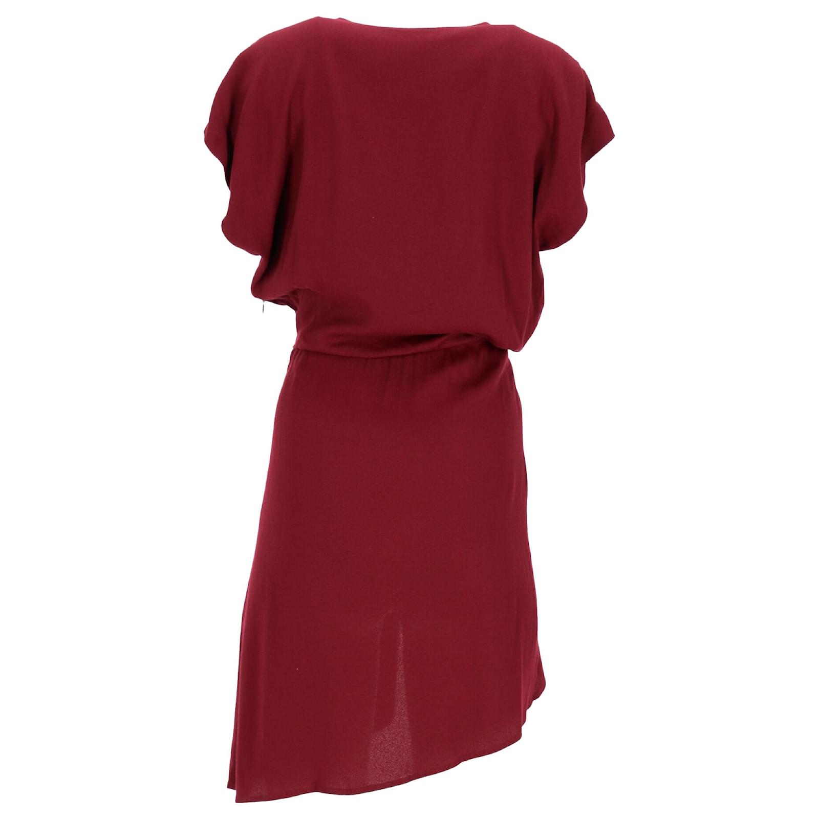 strapless open back dress IRO Asymmetric Mini Dress Blame Red Printed Chiffon Size 36 Flutter Sl –  Celebrity Owned