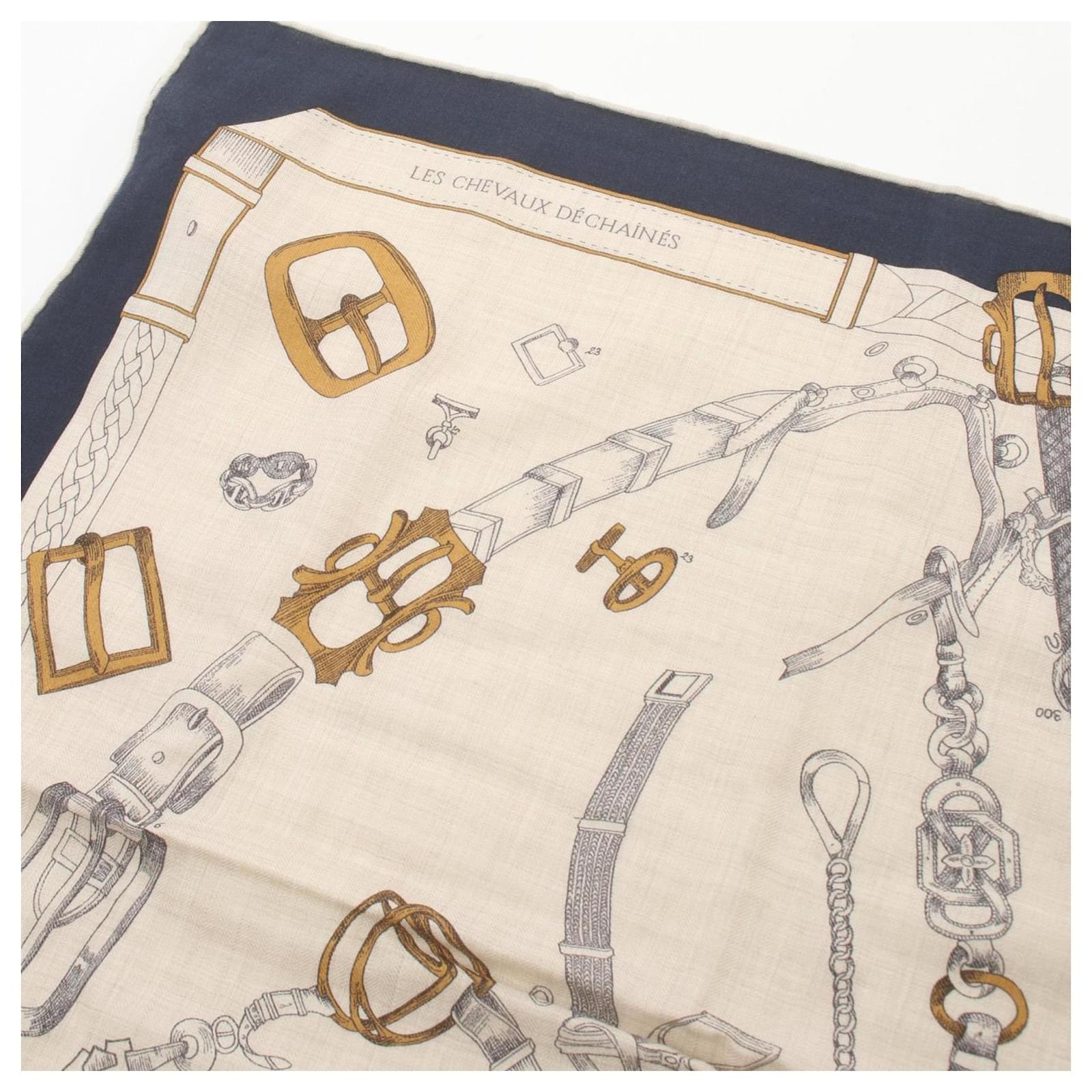 【シックな彩】HERMES ショール 140 Chevaux Dechaines marine NEW】HERMES CHEVAUX DECHAINES SHAWL 140 E13351