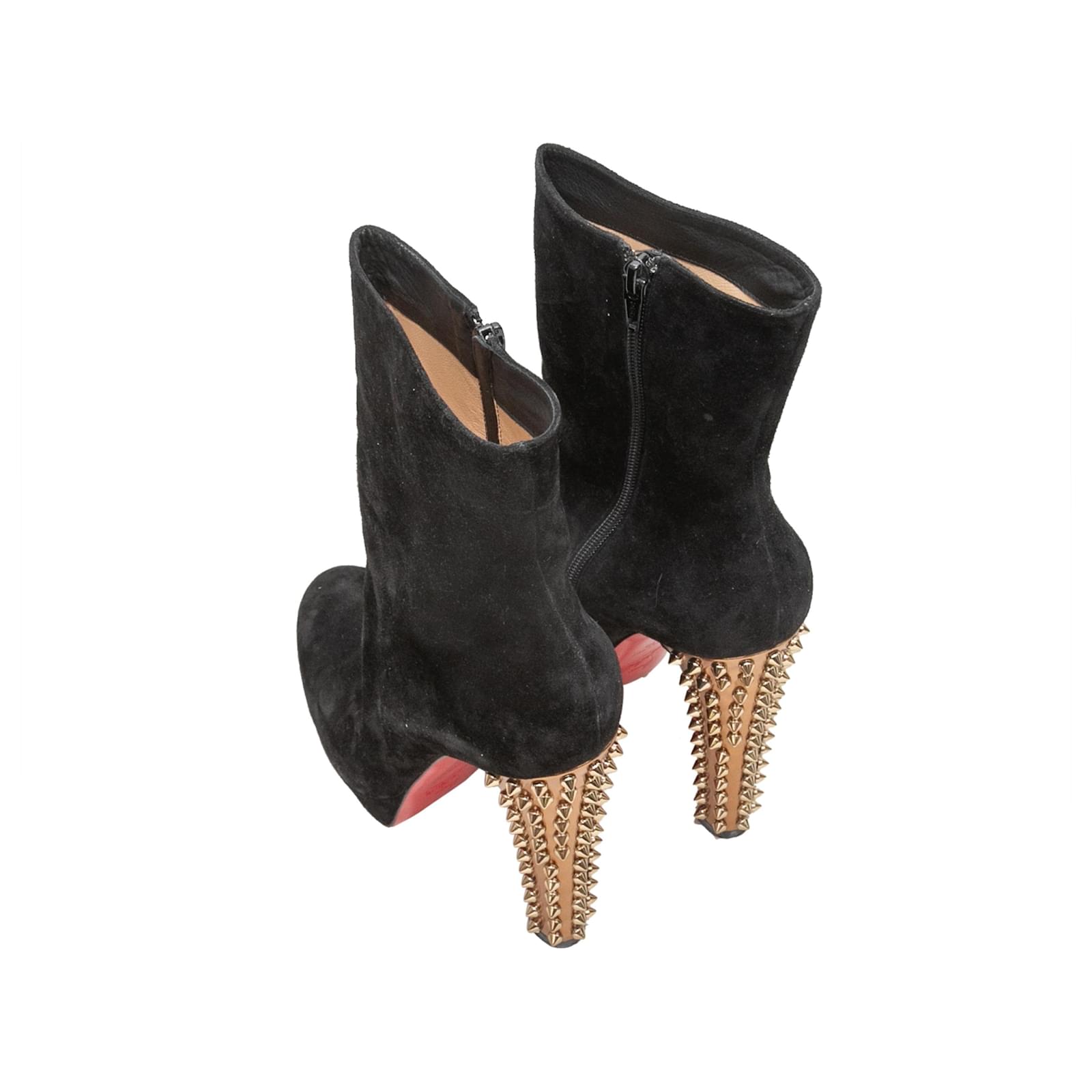 Black Christian Louboutin Suede Spike Heel Ankle Boots Size 41.5 ref.1526502 Joli Closet