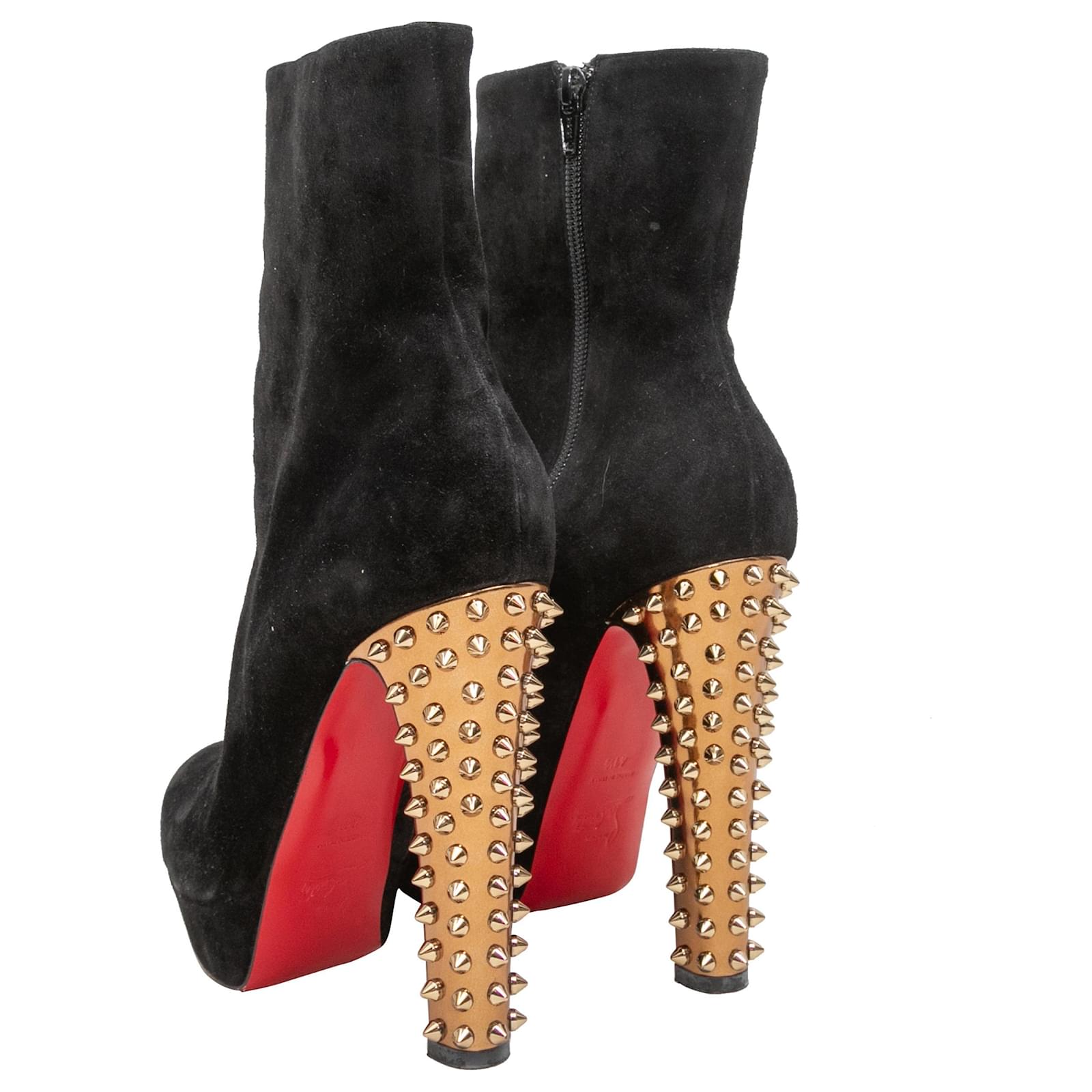 Black Christian Louboutin Suede Spike Heel Ankle Boots Size 41.5 ref.1526502 Joli Closet