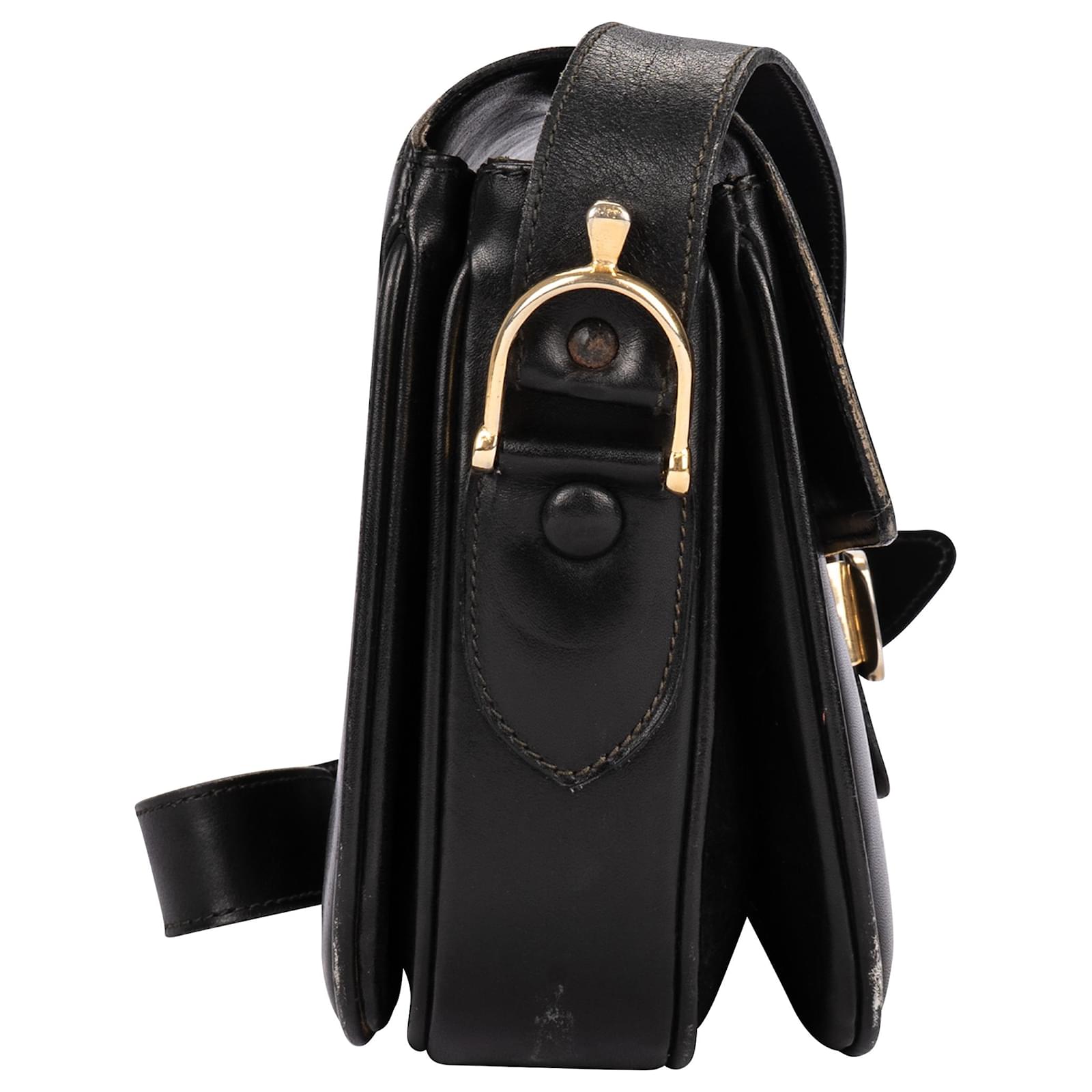 Céline Celine Black Horse Carriage Buckle Shoulder Bag