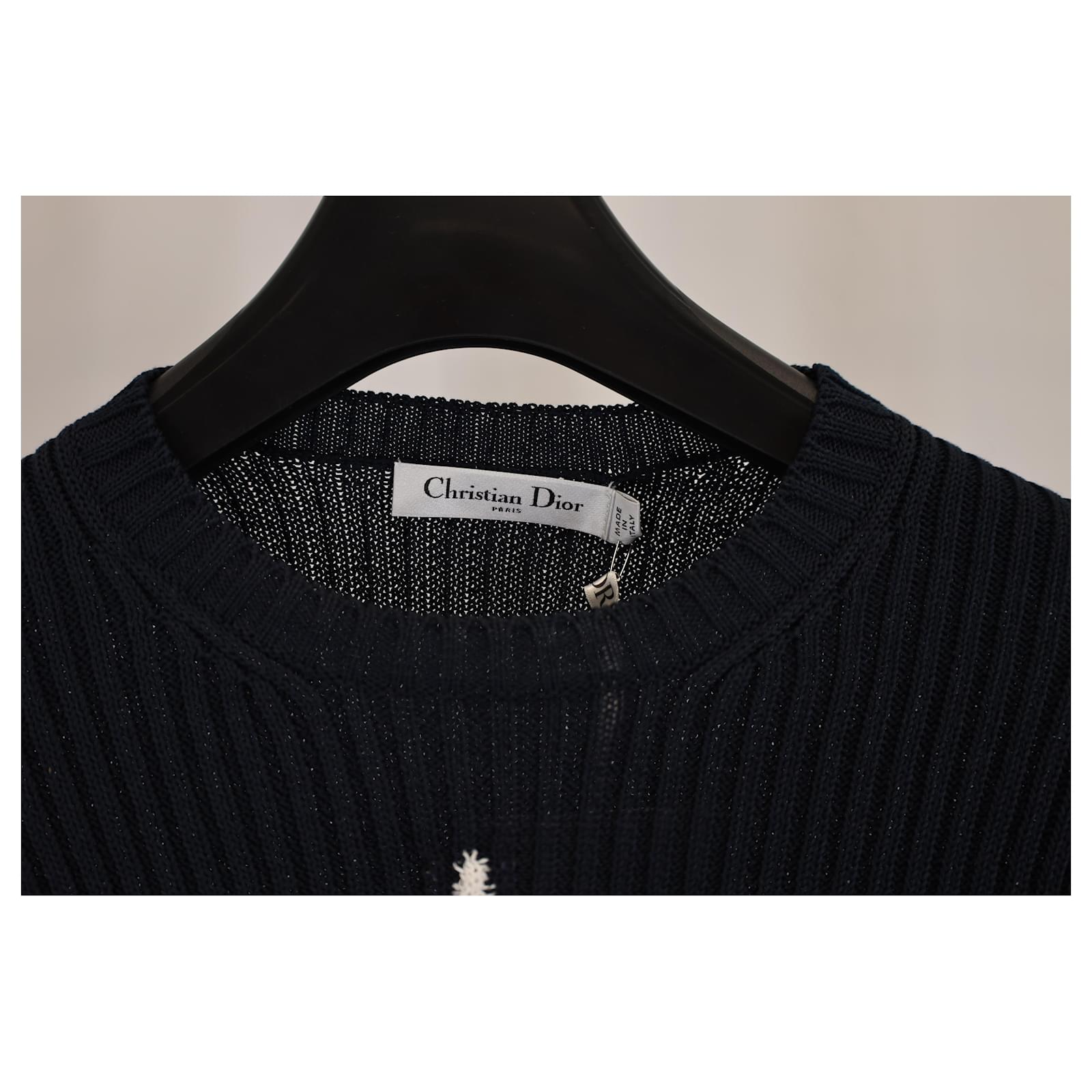 Christian Dior Dioriviera Knitted Stripe Short-Sleeved Sweater in