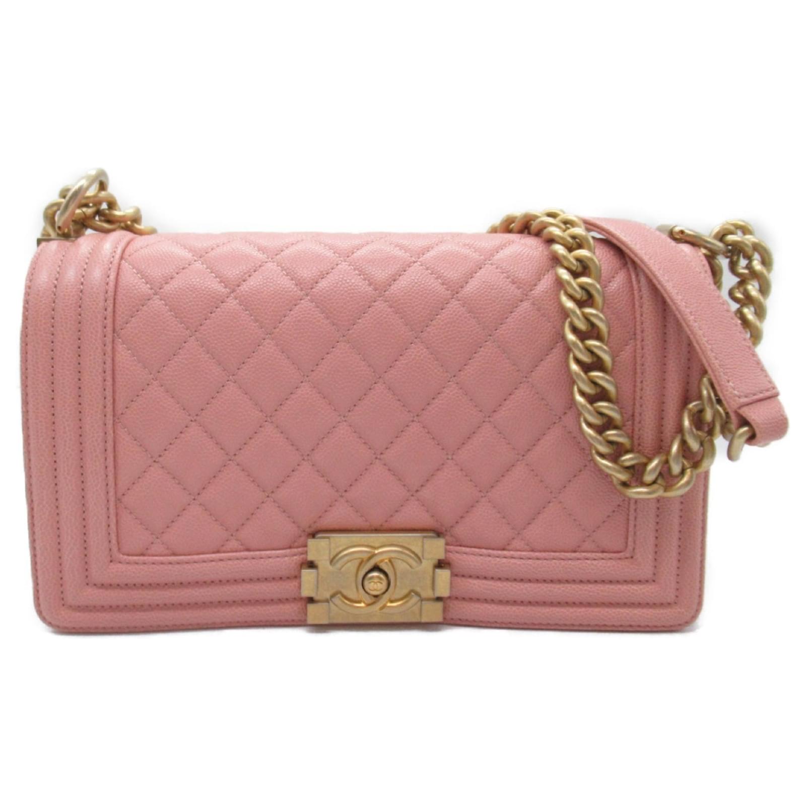 Chanel Boy Chanel Chain Shoulder Bag Pink Leather ref.JC1526812