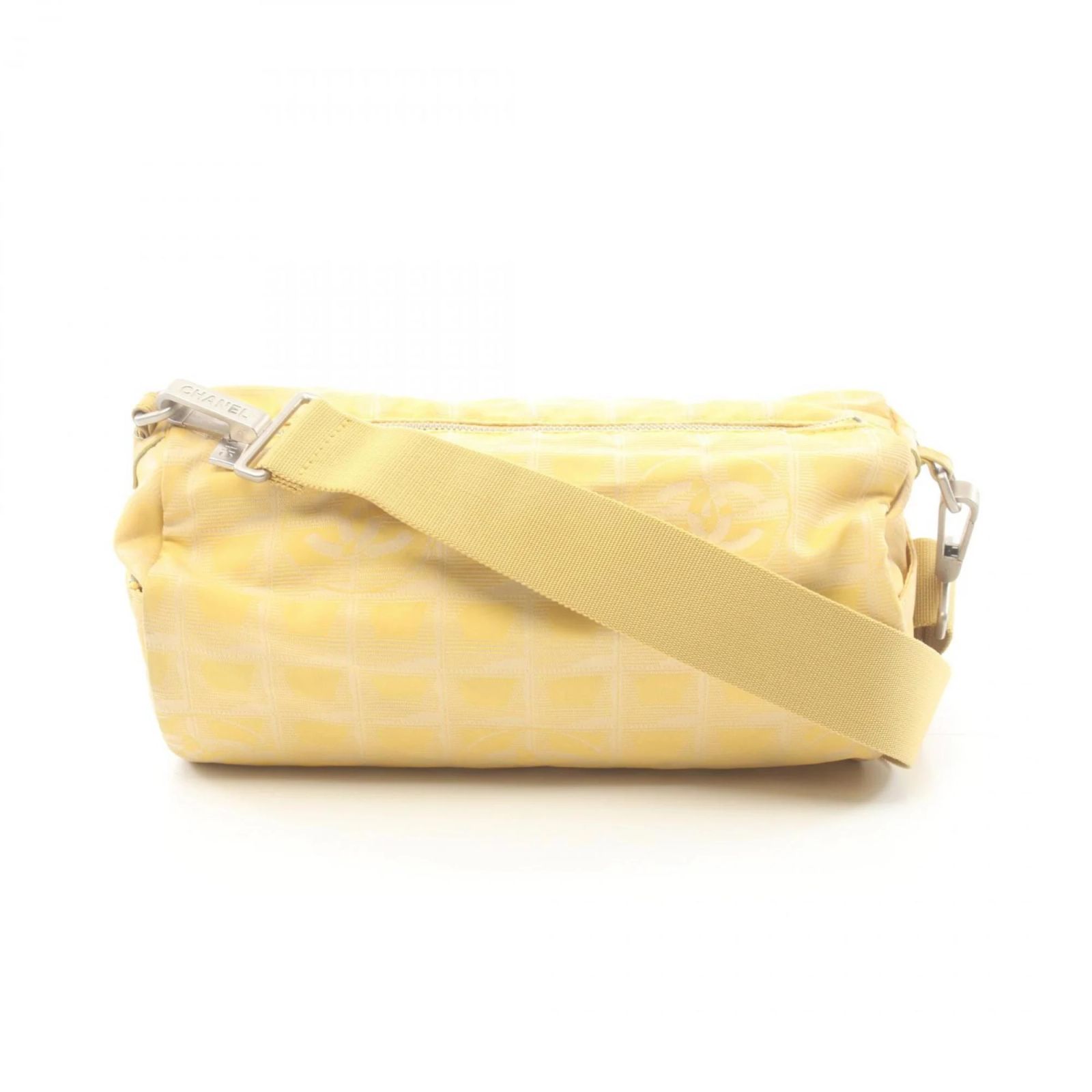 Chanel New Travel Line Roll Shoulder Bag Yellow Leather Cloth ref