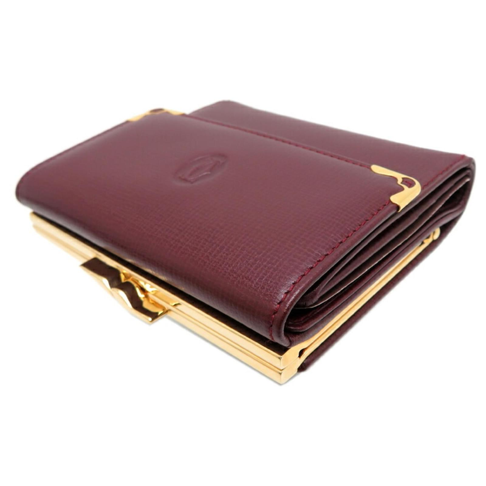 Cartier trifold popular dark red/ maroon wallet