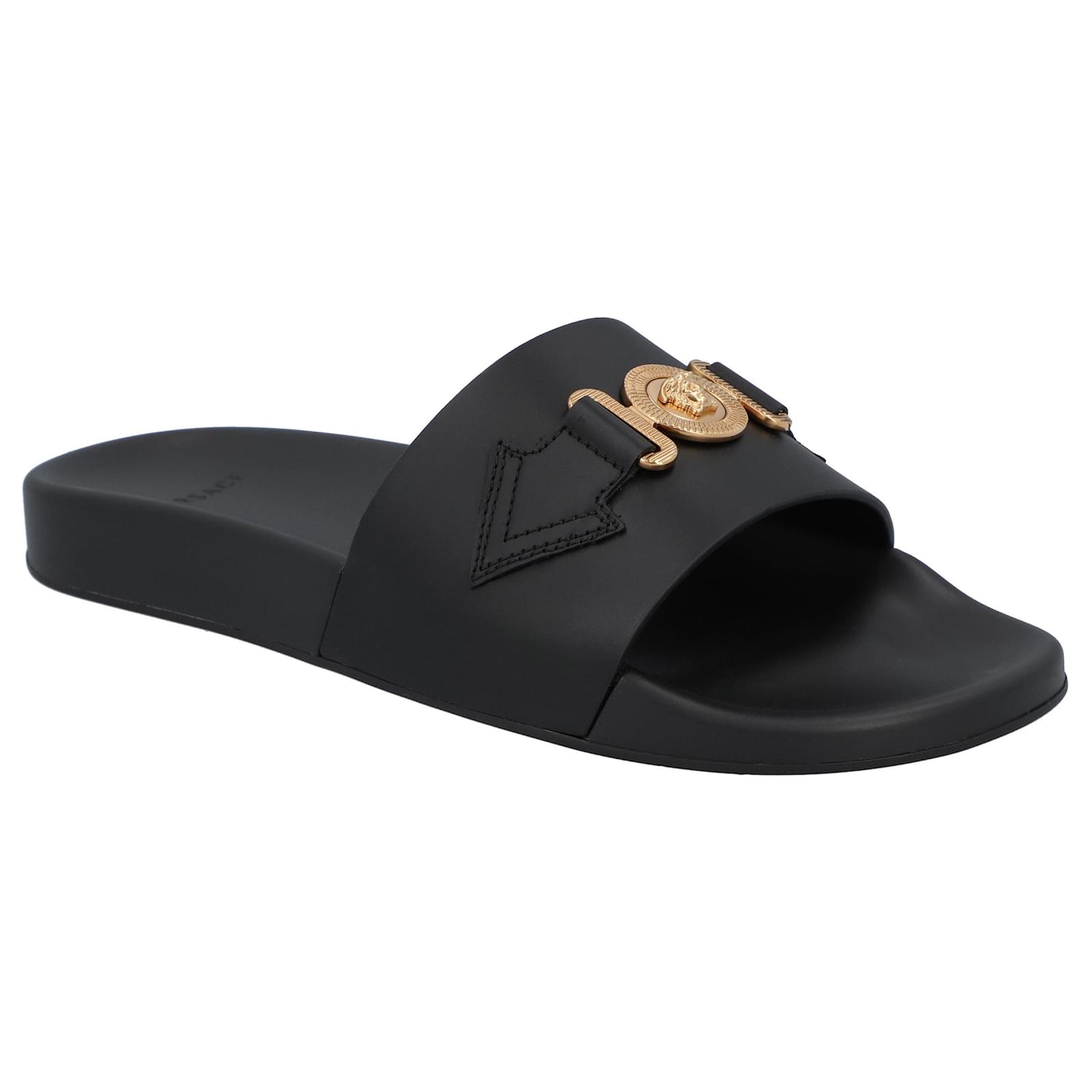 Versace Medusa Sandals Black Leather Pony style calfskin ref.1528756 Joli Closet