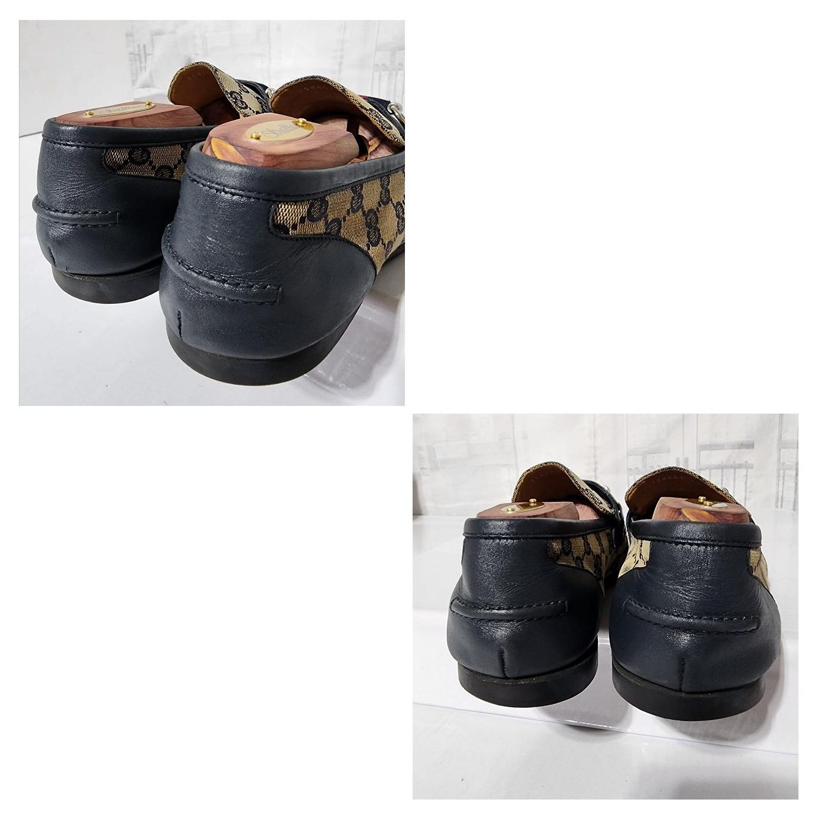 Gucci Navy Blue and Beige GG Canvas Loafers Unisex Gucci Velvet GG Monogram Horsebit Mens Jordaan Loafers 9  main image 4