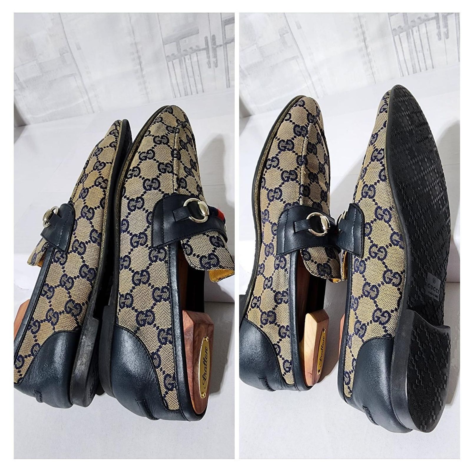 Gucci VGG Canvas And Leather Horsebit Web Slip On Loafers 