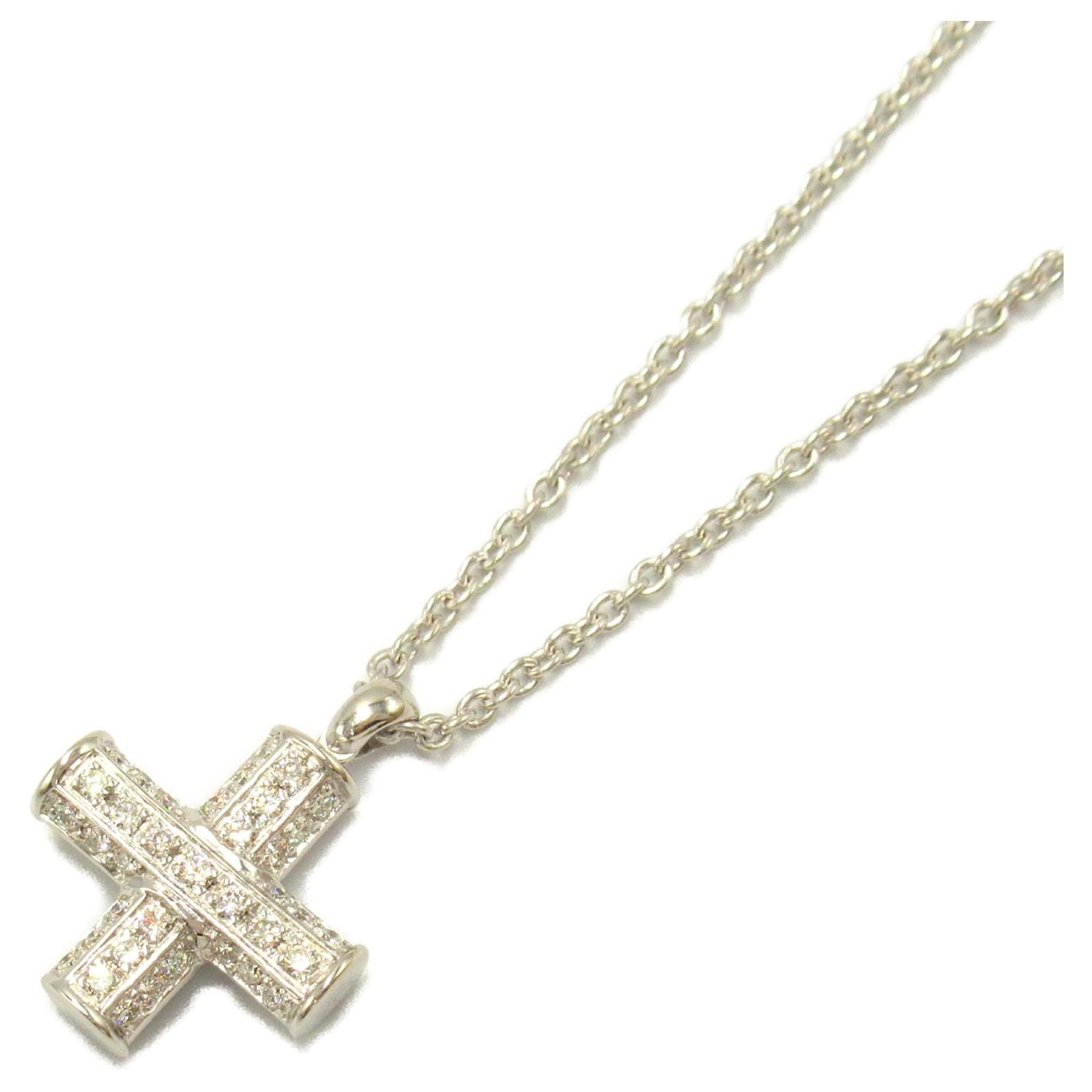 Bvlgari Latin Cross Necklace in White Gold