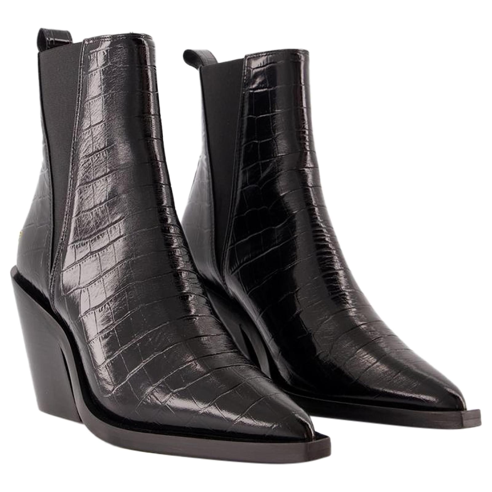 Bekah Boots - ANINE BING - Calfskin - Black Leather Pony
