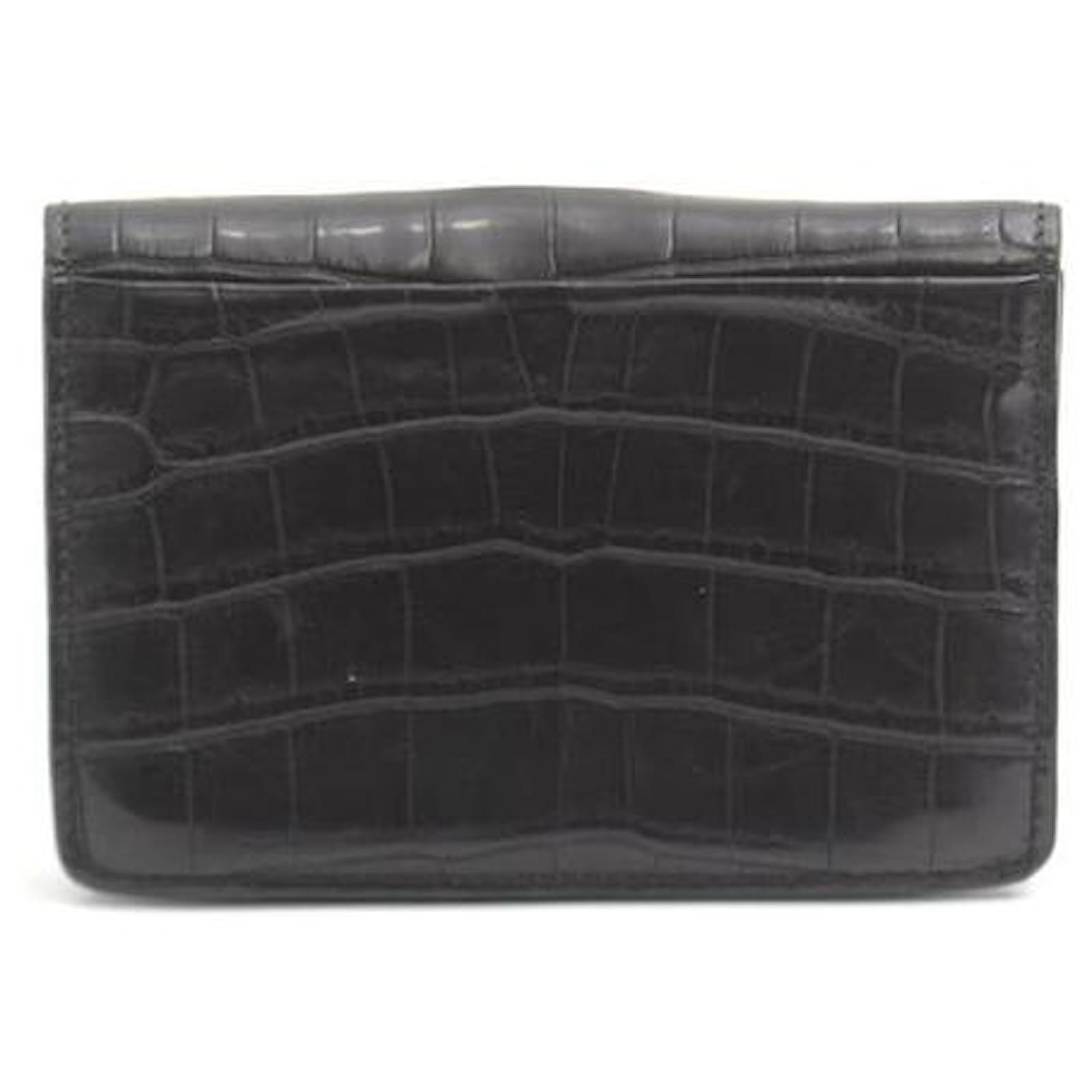 Autre Marque Bottega Veneta Crocodile Card Case Black ref