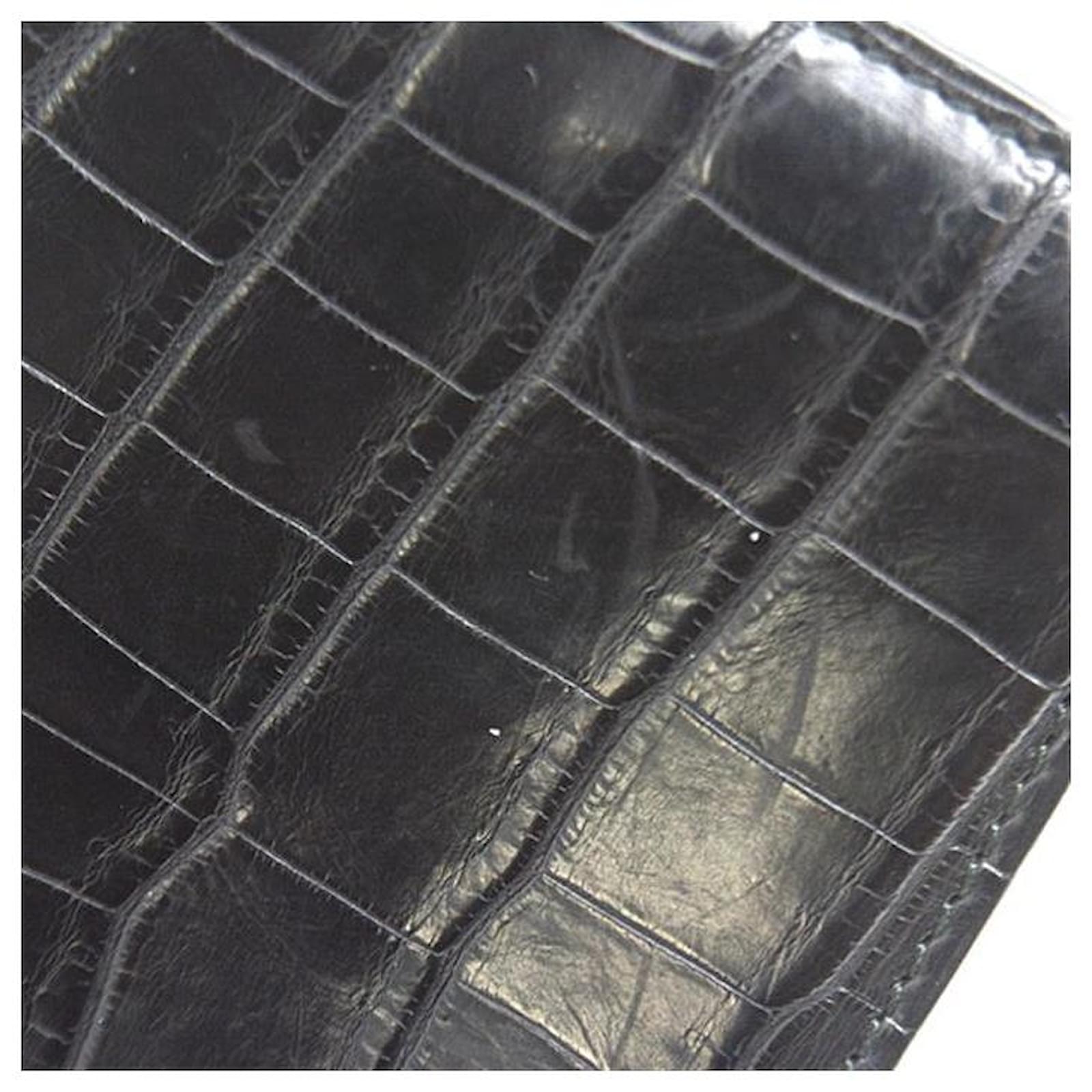 Autre Marque Bottega Veneta Crocodile Card Case Black ref