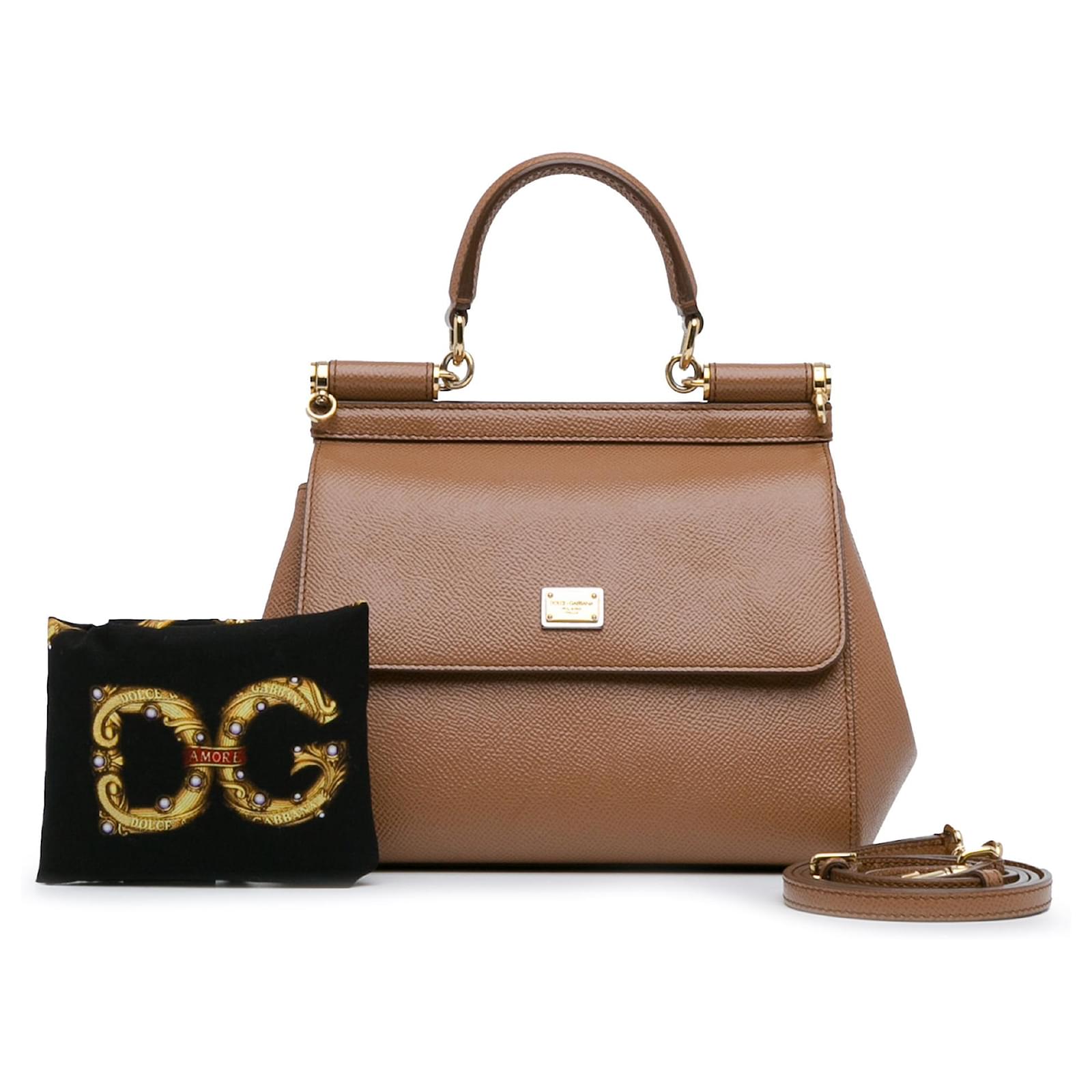 Borsa Mini Miss Sicily marrone Dolce Gabbana Pelle Vitello simile - Main Image