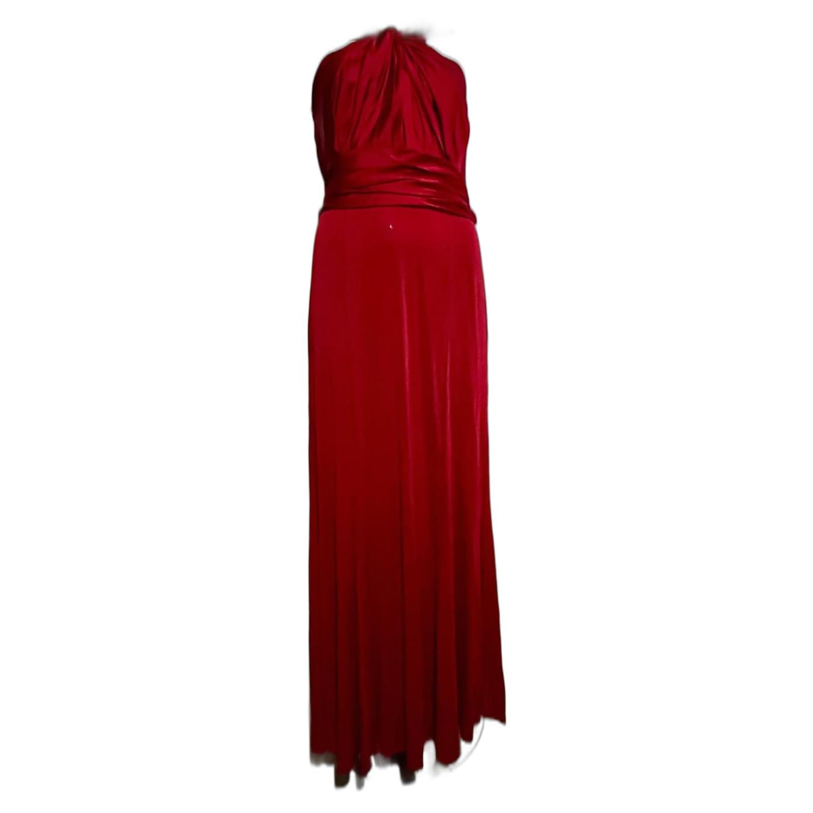 Vera Wang Draped red evening gown from satin and jersey Polyester  ref.JC1534523 (Sold)