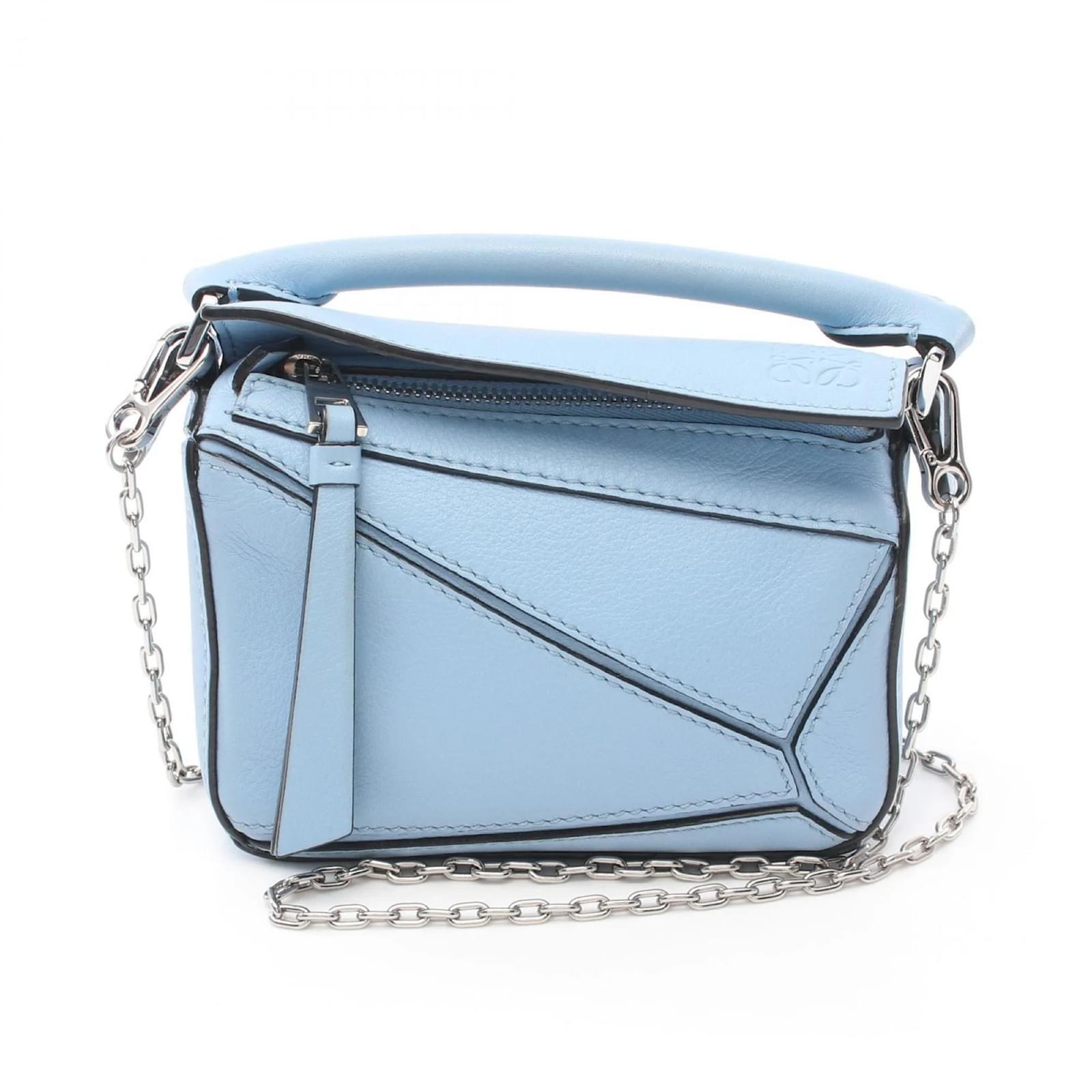 Loewe Puzzle Bag Nano Handtasche Blau Leder ref.1538356 Joli Closet