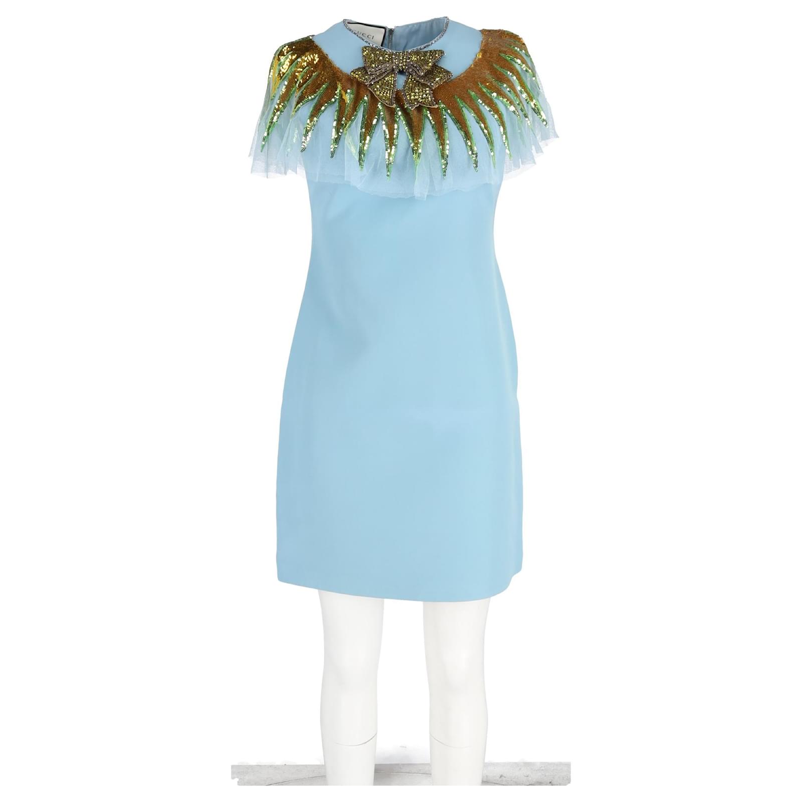 gucci light blue dress Gucci Gg Supreme-print Midi Shirt Dress